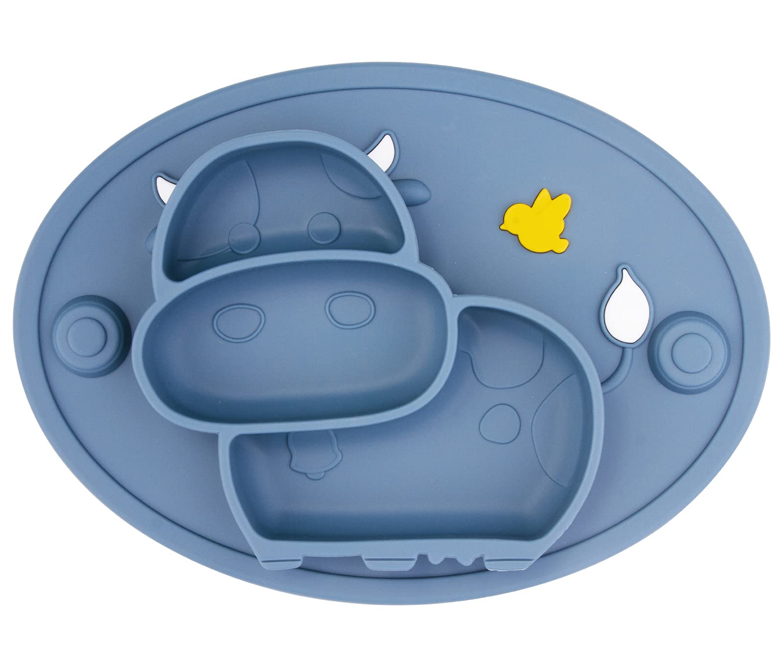 Linowos Silicone Divided Toddler Plates - BPA Free Non-Slip Suction Baby Dinner Plates for Kids & Toddlers, Portable Placemat for High Chair & Travel, Dishwasher Safe (Dark Blue) - Perfect for Home, Daycare & On-the-Go Meals