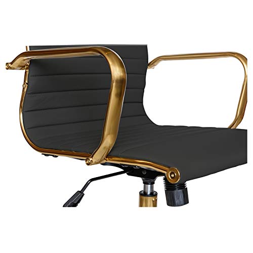 Harris Modern Leather Swivel Office Chair - Black & Gold Executive Desk Chair with Ergonomic Support | Perfect for Home Office, Conference Rooms & Workspaces