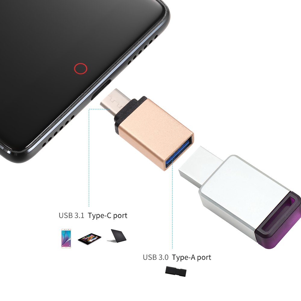 KOCAN USB C to USB 3.0 Adapter, USB Type C Male to USB A Female OTG Converter, Aluminum Alloy Adapter Compatible with Samsung S8 Plus, Xiaomi Mi5 Mi6 - Perfect for Charging, Data Transfer & Connecting USB Devices to Laptops/Phones