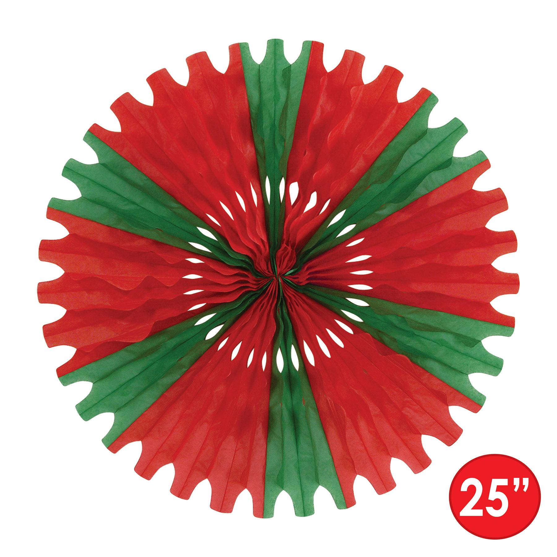 12 Pack Beistle Christmas Tissue Fans - Red and Green Holiday Party Decorations for Home, Office & Festive Celebrations