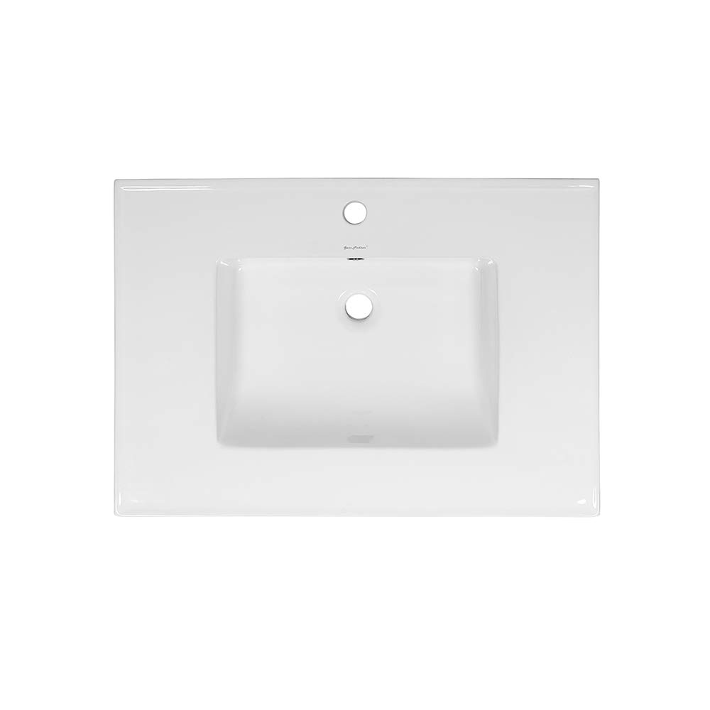 Swiss Madison SM-VT328 Voltaire Glossy White Vanity Top Sink - Modern Bathroom Sink for Powder Room, Guest Bath & Master Suite