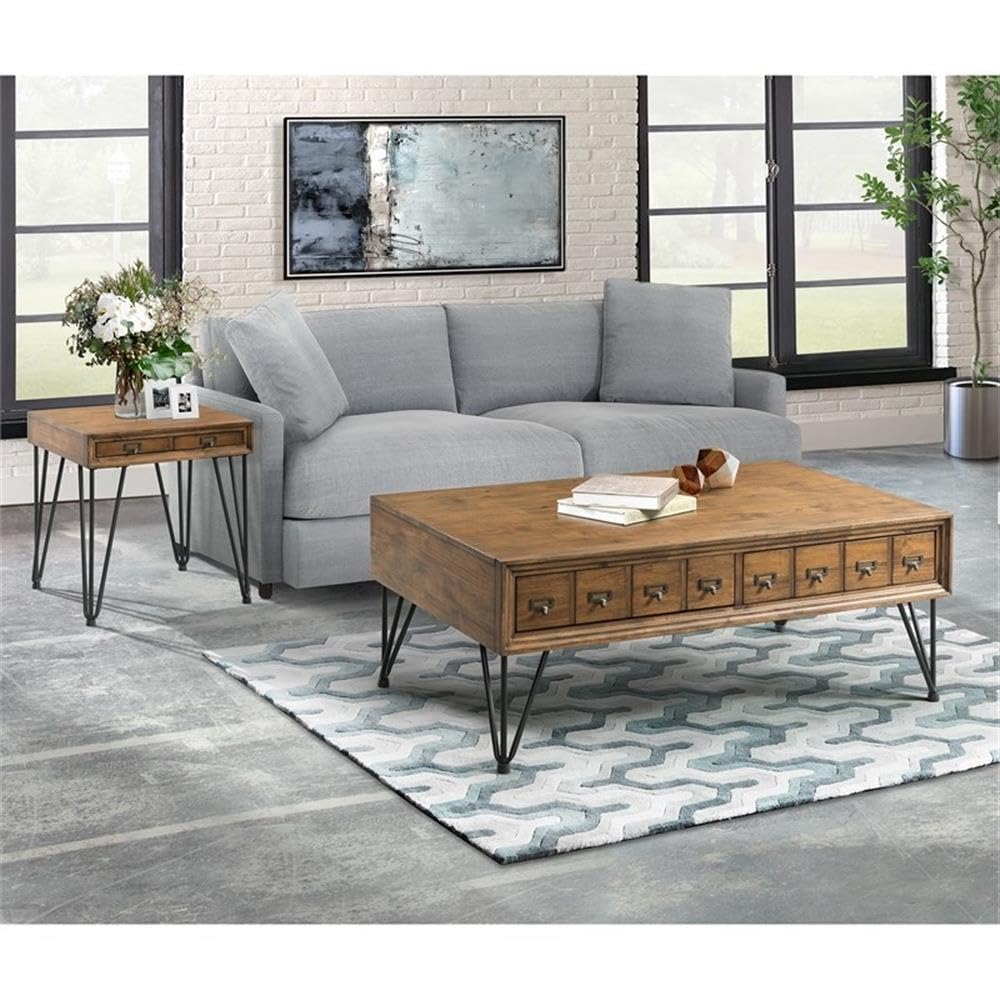 BOWERY HILL Modern 2-Drawer Coffee Table - Stylish Living Room Furniture for Small Spaces, Perfect for Storing Remote Controls and Magazines