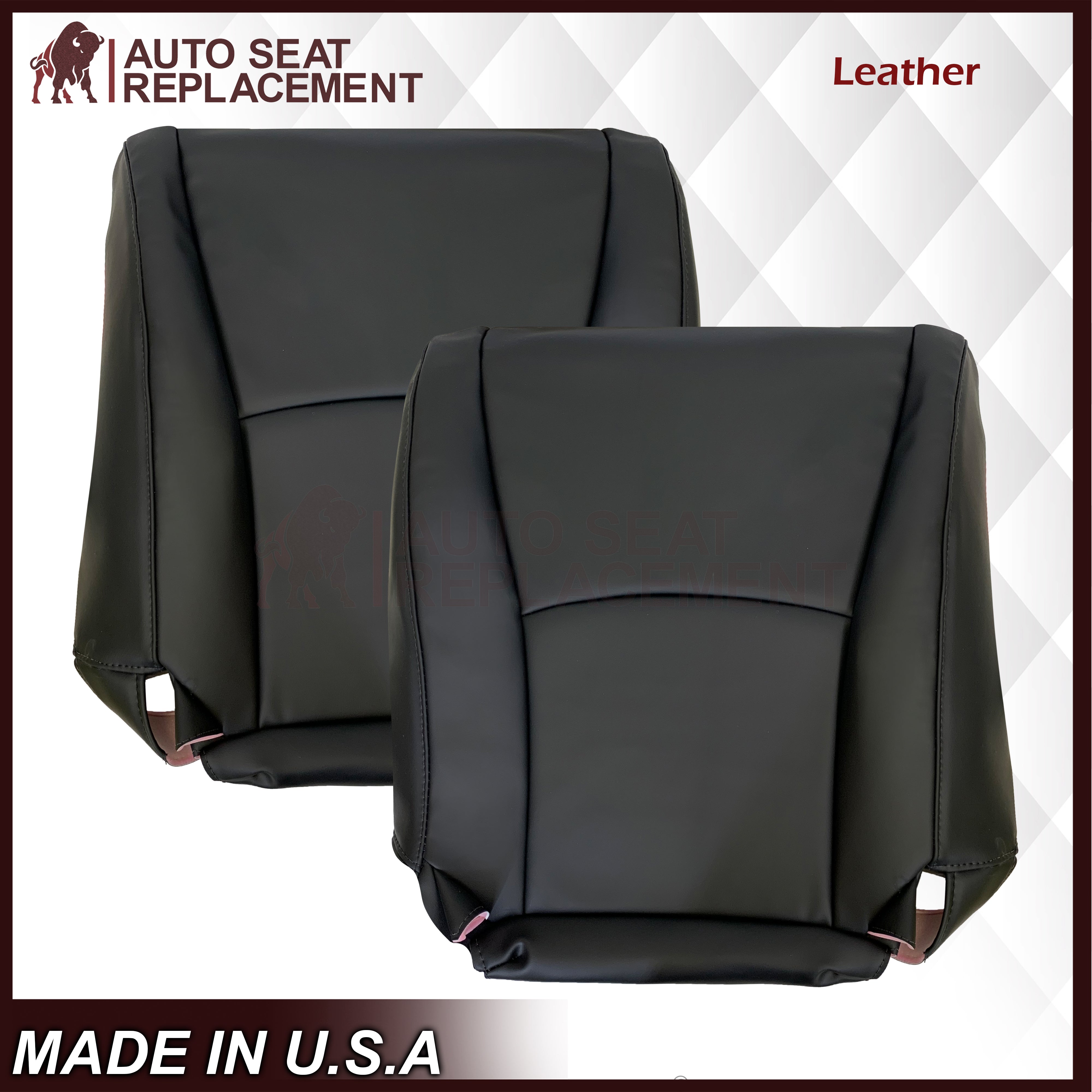 2004-2014 Toyota Highlander Genuine Leather Seat Covers - Driver/Passenger Side Bottom Non-Perforated Black - Perfect for Car Interior Upgrade & Comfort Enhancement