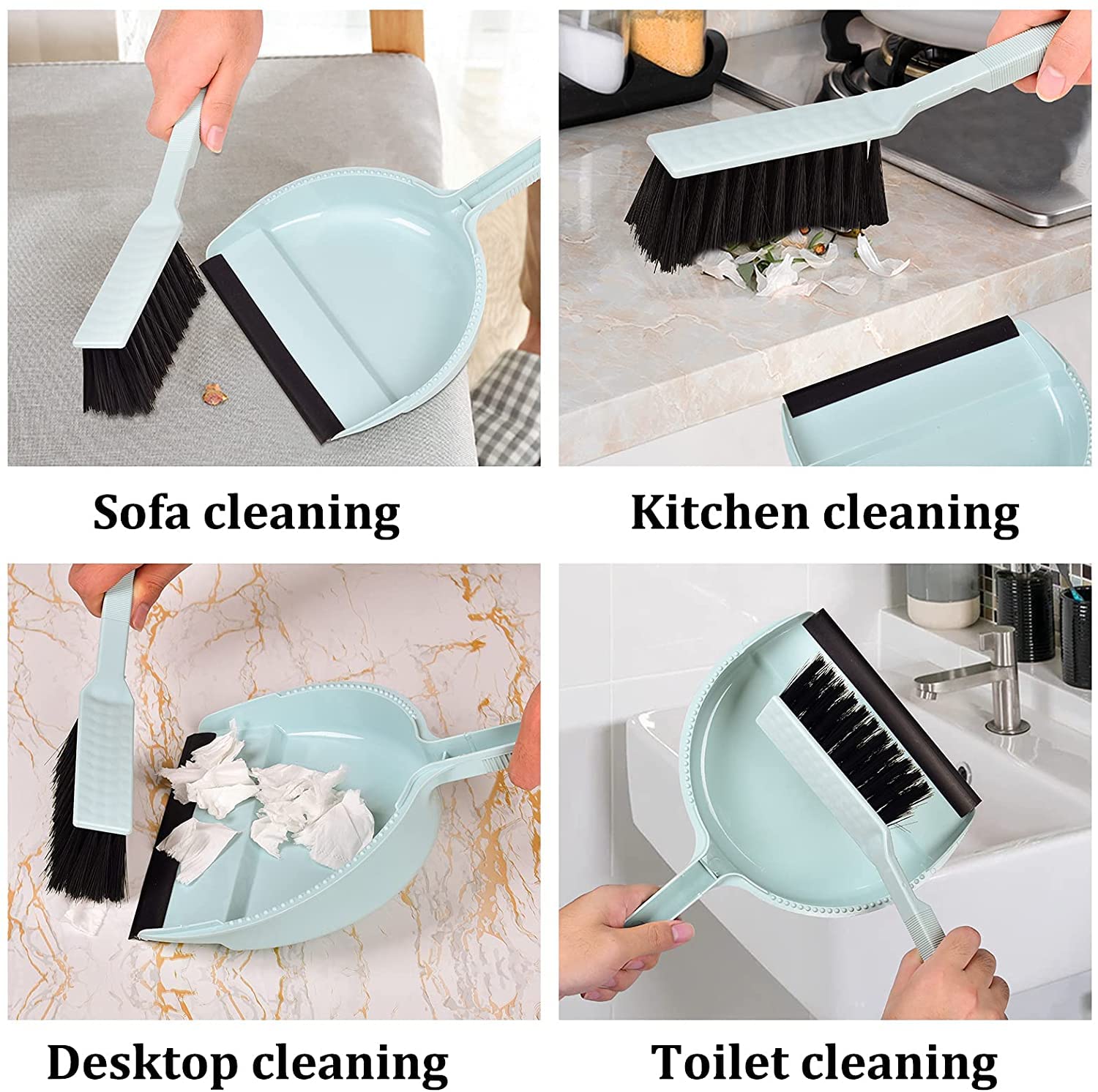 Mini Brush and Dustpan Set - Compact Hand Broom & Dustpan Combo for Home, Kitchen, Office & Car Cleaning - Lightweight Small Dustpan with Brush (Pink & Blue) - Perfect for Quick Spills, Pet Hair & Tight Spaces