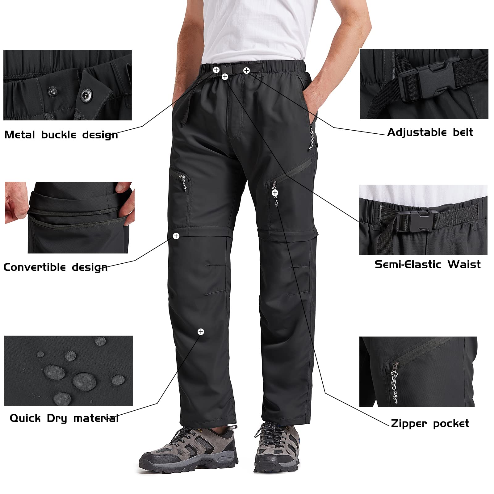Men's Convertible Hiking Pants - Quick Dry Lightweight Outdoor Cargo Pants for Hiking, Fishing & Tactical Sports | Perfect for Adventure Travel & Outdoor Activities