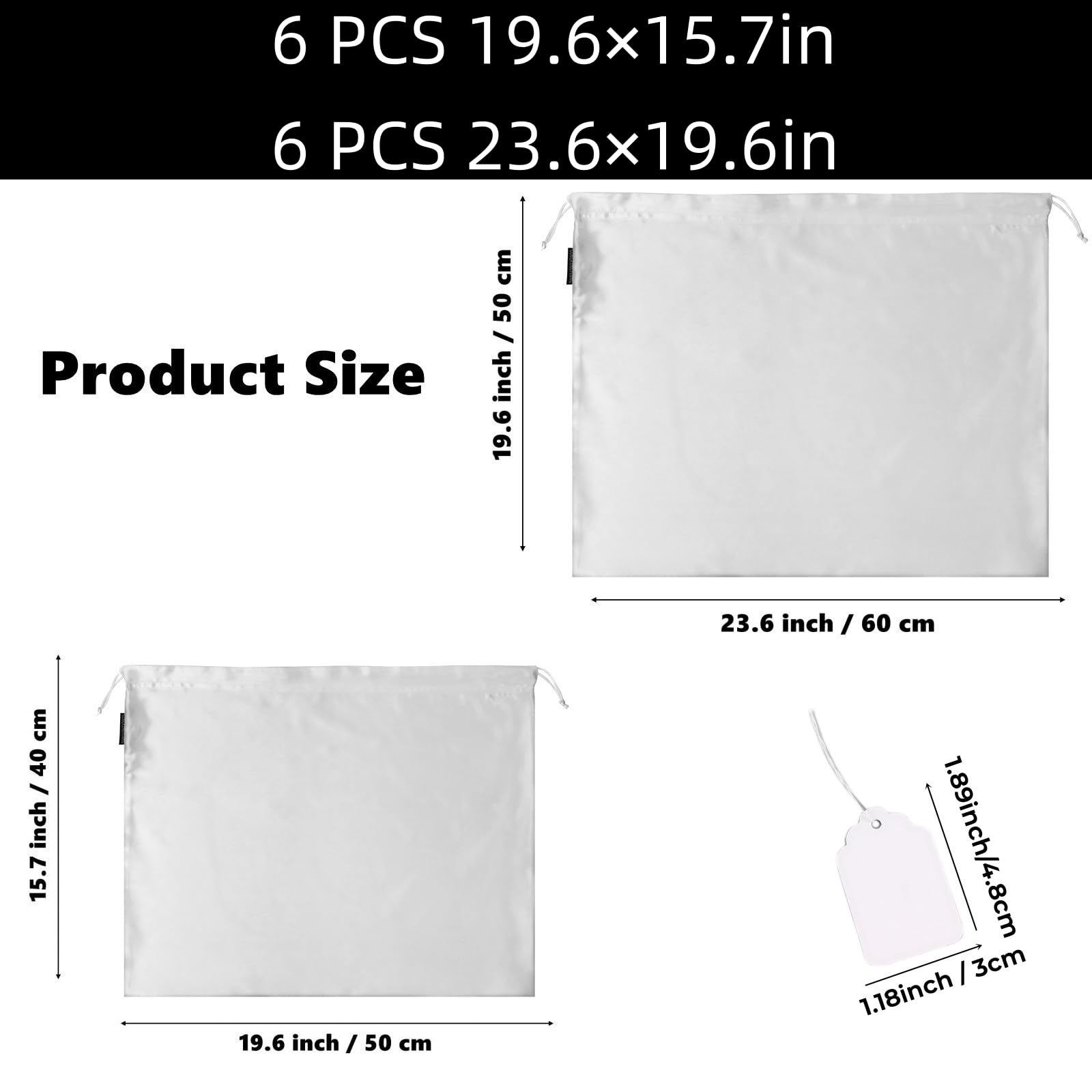 12 Pcs Satin Dust Bags for Purses & Handbags with Drawstring Closure - Premium Handbag Protector & Storage Organizer (White) - Perfect for Travel, Closet Organization & Luxury Bag Protection