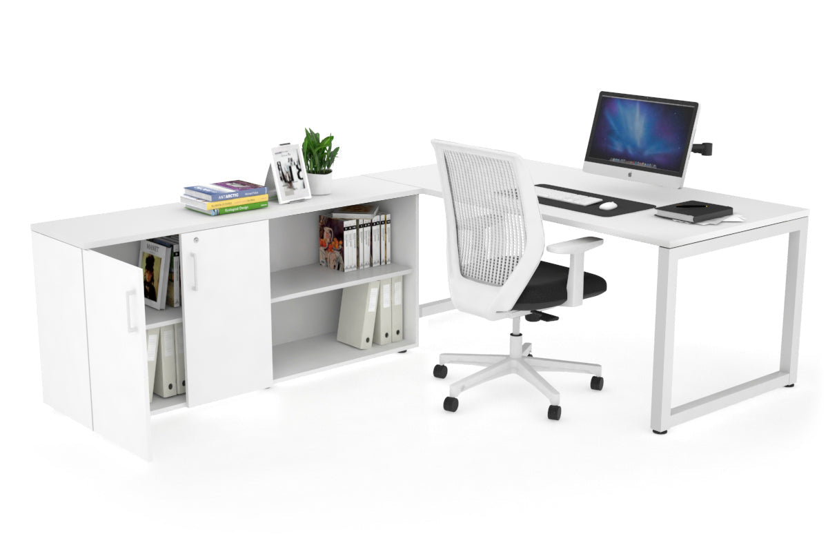 Quadro Loop Executive White Frame Desk [1600L x 700W] - Modern Office Furniture for Executive Workspaces & Home Offices