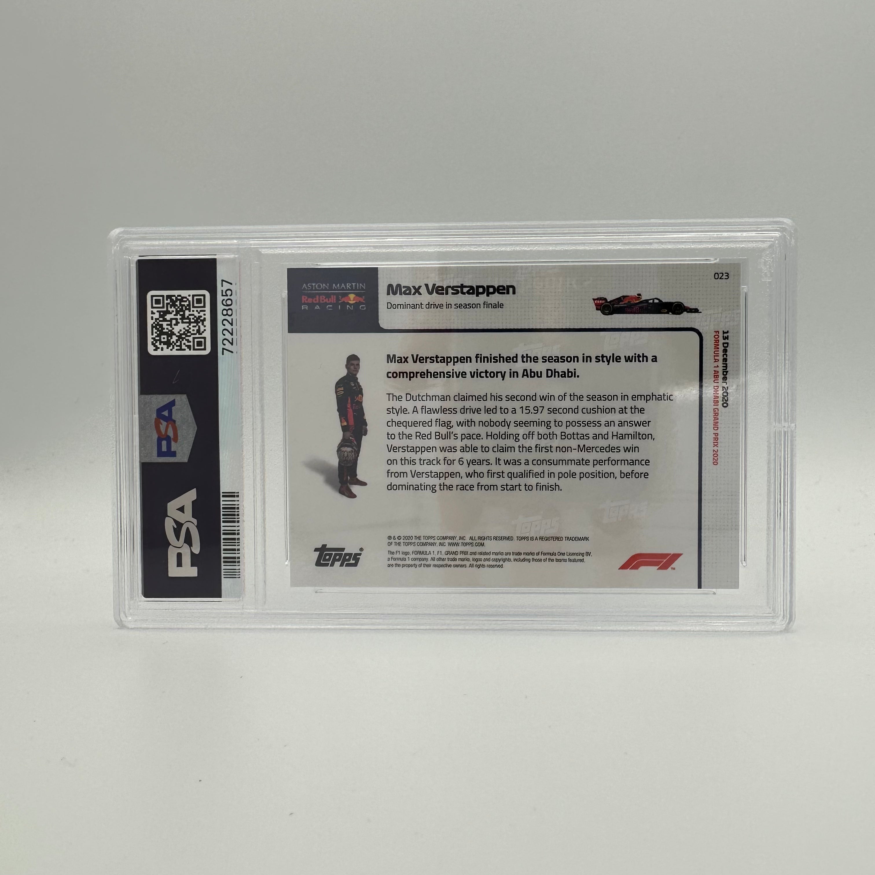 PSA 10 Graded MAX VERSTAPPEN #23 Racing Card - Perfect for Collectors, Investors & Formula 1 Fans | Display in Home, Office or Man Cave