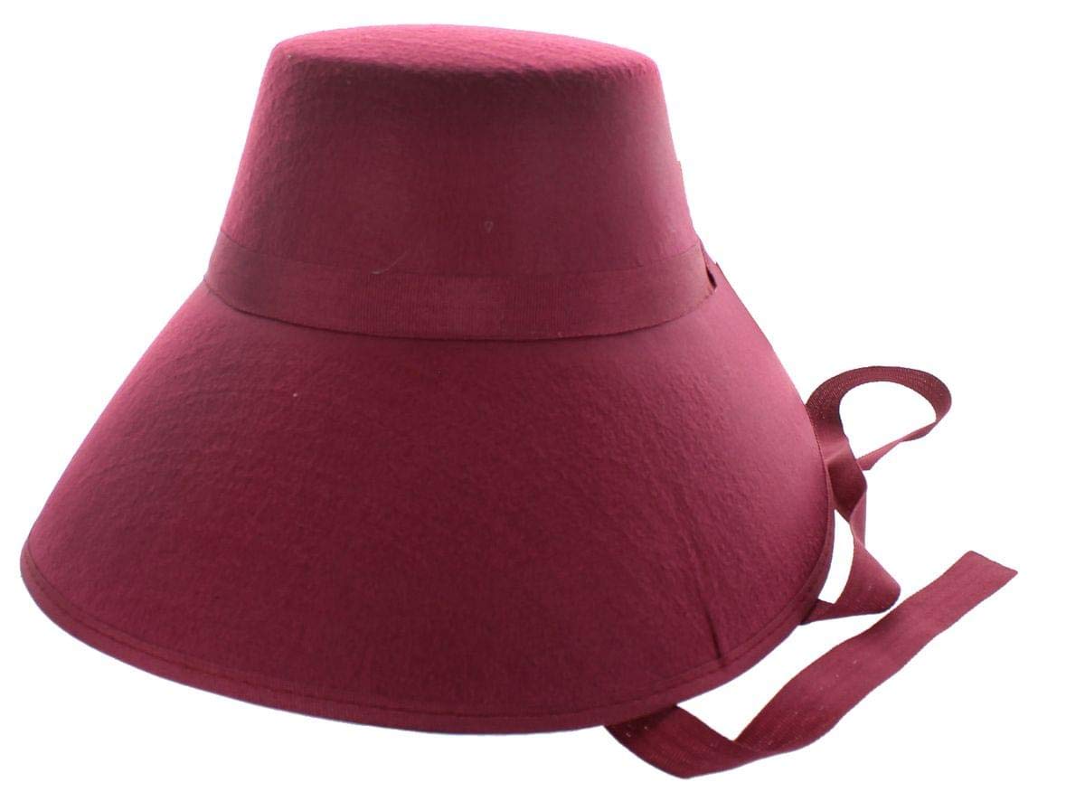 Burgundy Felt Historical Costume Bonnet for Reenactments & Cosplay