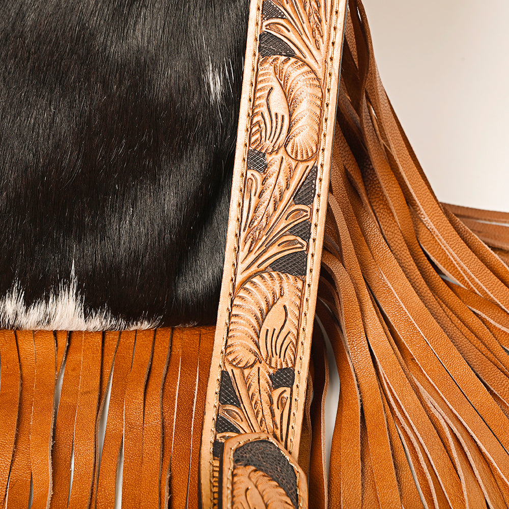 American Darling ADBG1299 Genuine Leather Women's Western Handbag - Hand Tooled Hair-On Cowhide Purse for Cowgirl Style, Rodeo Events & Country Fashion Accessories