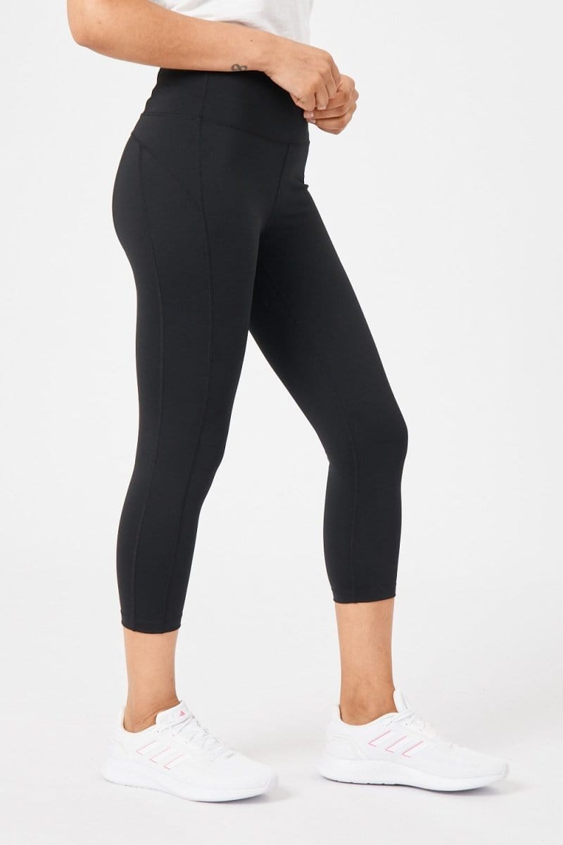 INSPORT Women's Power Panel 7/8 Black Tights - High Waist Yoga Workout Leggings for Running, Gym & Everyday Wear