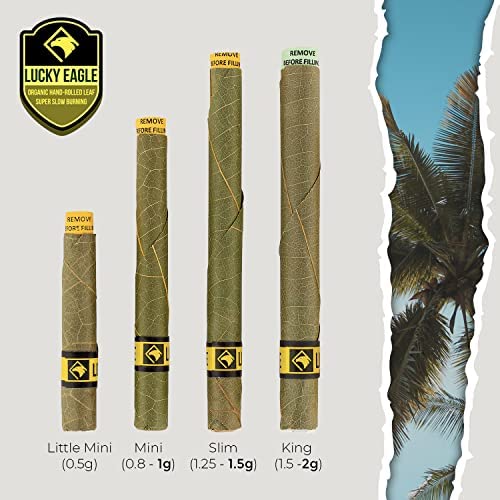 Lucky Eagle Mini Pre-Rolled Cones - Natural Palm Leaf Pre-Wraps for Smoking - 25 Cones per Pack (5-Pack Box) - Perfect for Travel & Quick Rolling