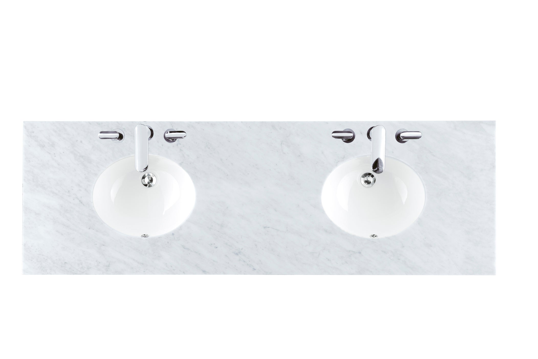 72-Inch Double Sink Bathroom Vanity Top with Carrara White Marble & Oval Porcelain Sinks - 3CM Thick for Modern Master Bathrooms & Powder Rooms