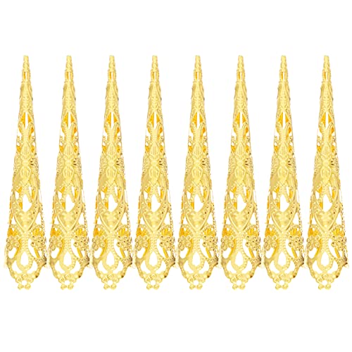 Gothic Rings for Women - 8Pcs Nail Tip Rings Set, Fake Nails Jewelry, Ancient Chinese & Egyptian Style Belly Dance Costume Accessories - Perfect for Halloween, Cosplay, and Gothic Fashion