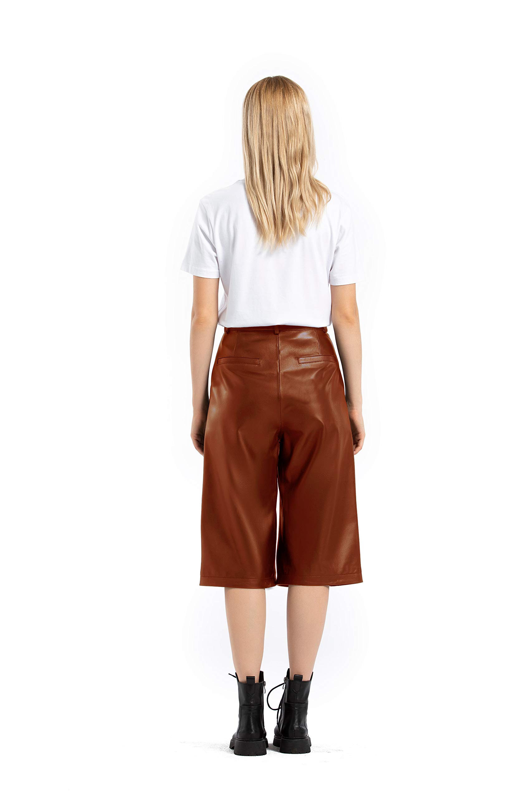 Women's High Waisted Leather Shorts - Wide Leg Bermuda Shorts for Casual Wear | Black | SmartUniverseWear | Perfect for Summer Outfits, Date Nights & Office Casual Looks