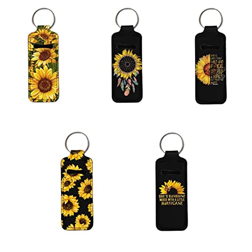 Dreaweet 5-Pack Chapstick Holder Keychain - Lip Balm Sleeve Keyring for Women & Men - Perfect for Travel, Gym, Hiking & Everyday Carry Accessories