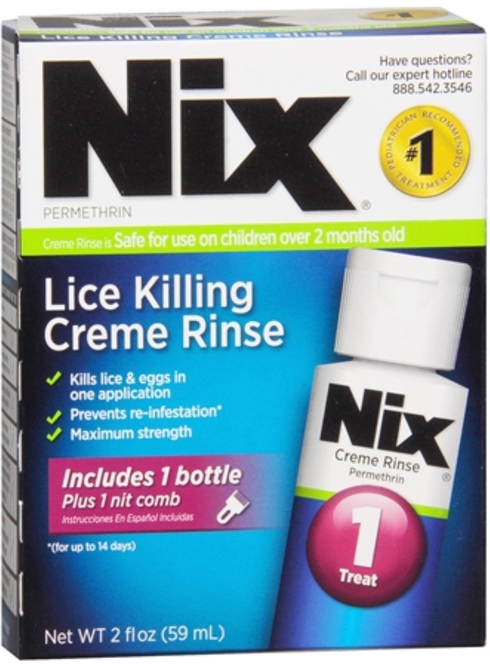 Nix Lice Treatment 2 oz (Pack of 4) - Fast-Acting Head Lice Solution for Kids & Adults - Home & School Use