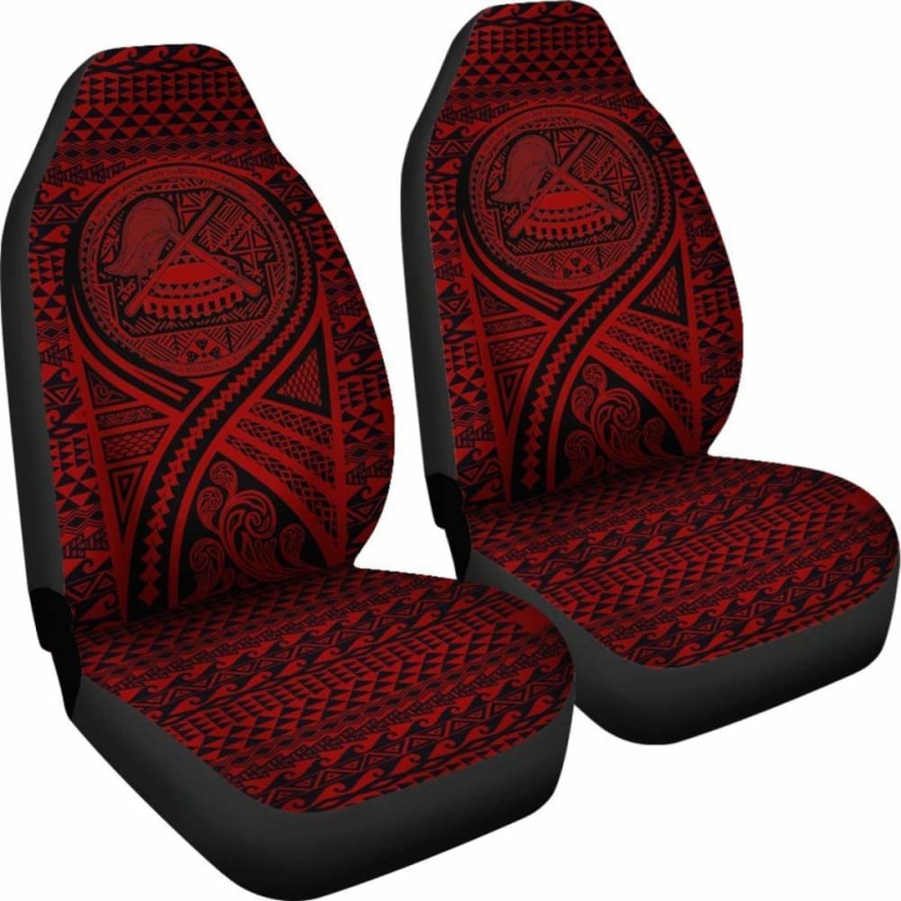 American Samoa Car Seat Cover with Polynesian Tattoo Design - Red (Model 9 174914) | Durable Protection for Vehicles, Perfect for Cultural Enthusiasts & Island-Themed Car Decor