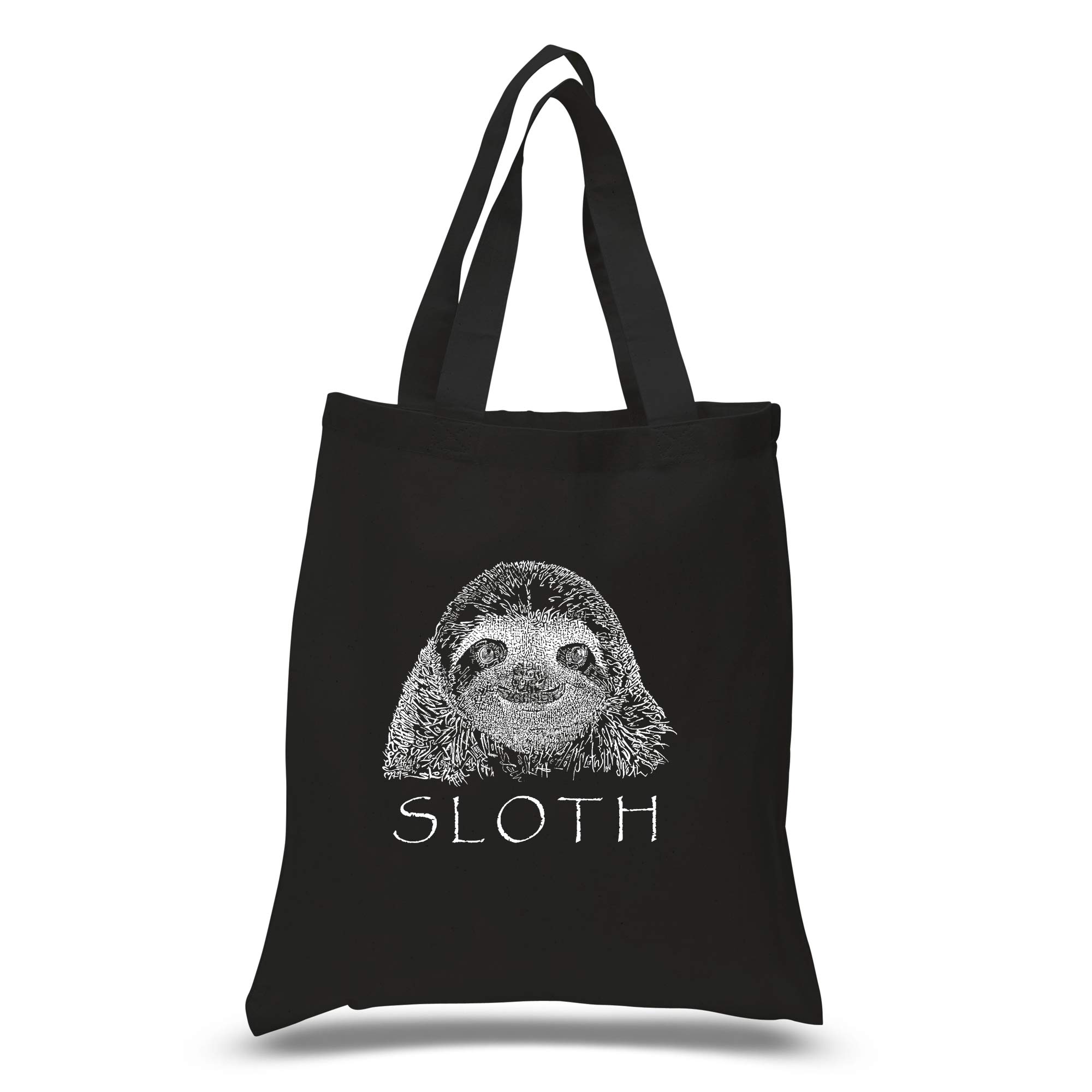 LA Pop Art Small Word Art Tote Bag - Sloth Design | Cute Canvas Shopper for Women | Perfect for Beach, Shopping & Everyday Use