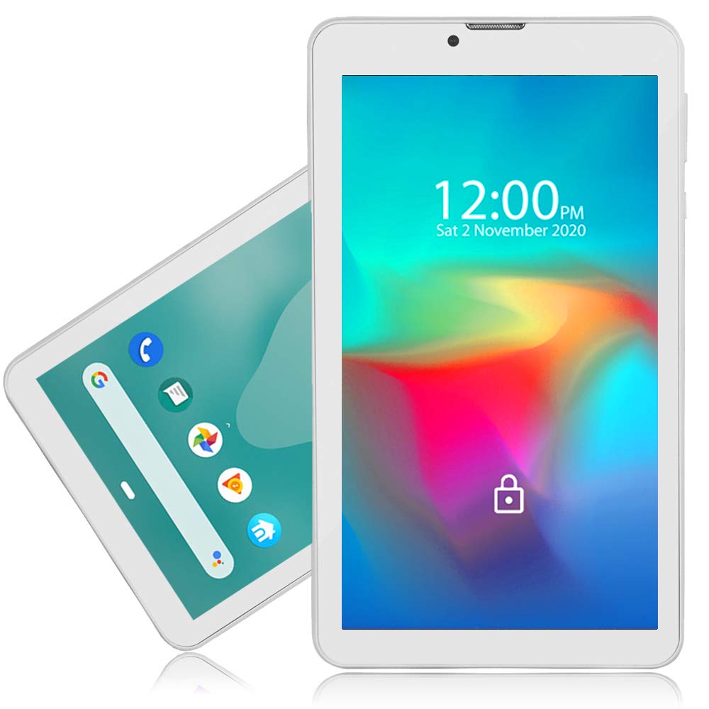 4G LTE Unlocked 7-inch Android Pie Smartphone Tablet - Quad-Core CPU, 2GB RAM, 16GB Storage (Expandable to 128GB) - White | Portable Entertainment & Work Device for Travel, Business, and Home Use