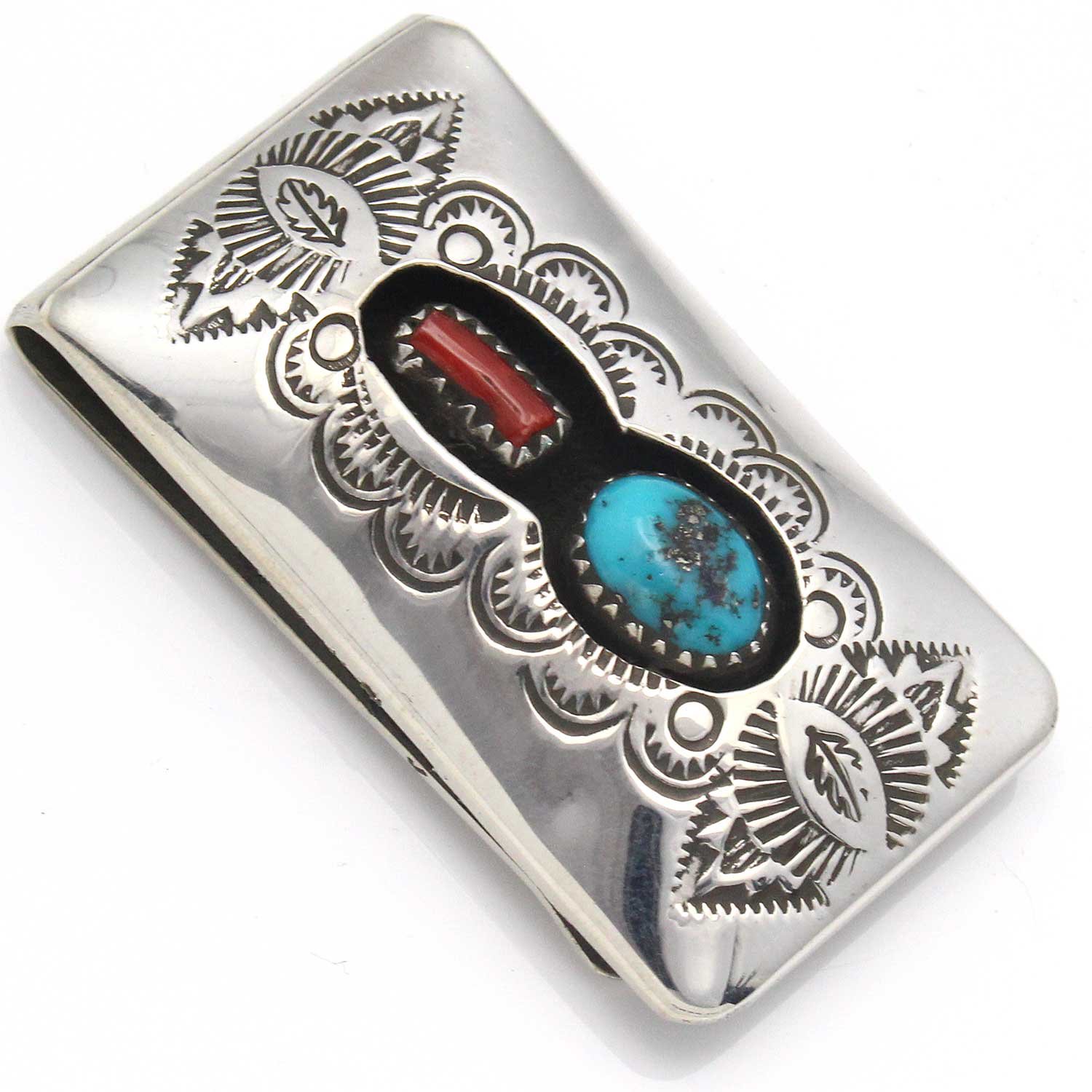 Handmade Turquoise & Coral Money Clip by Skeets - Perfect for Gifts, Wallets & Cash Organization | Stylish Accessory for Men & Women