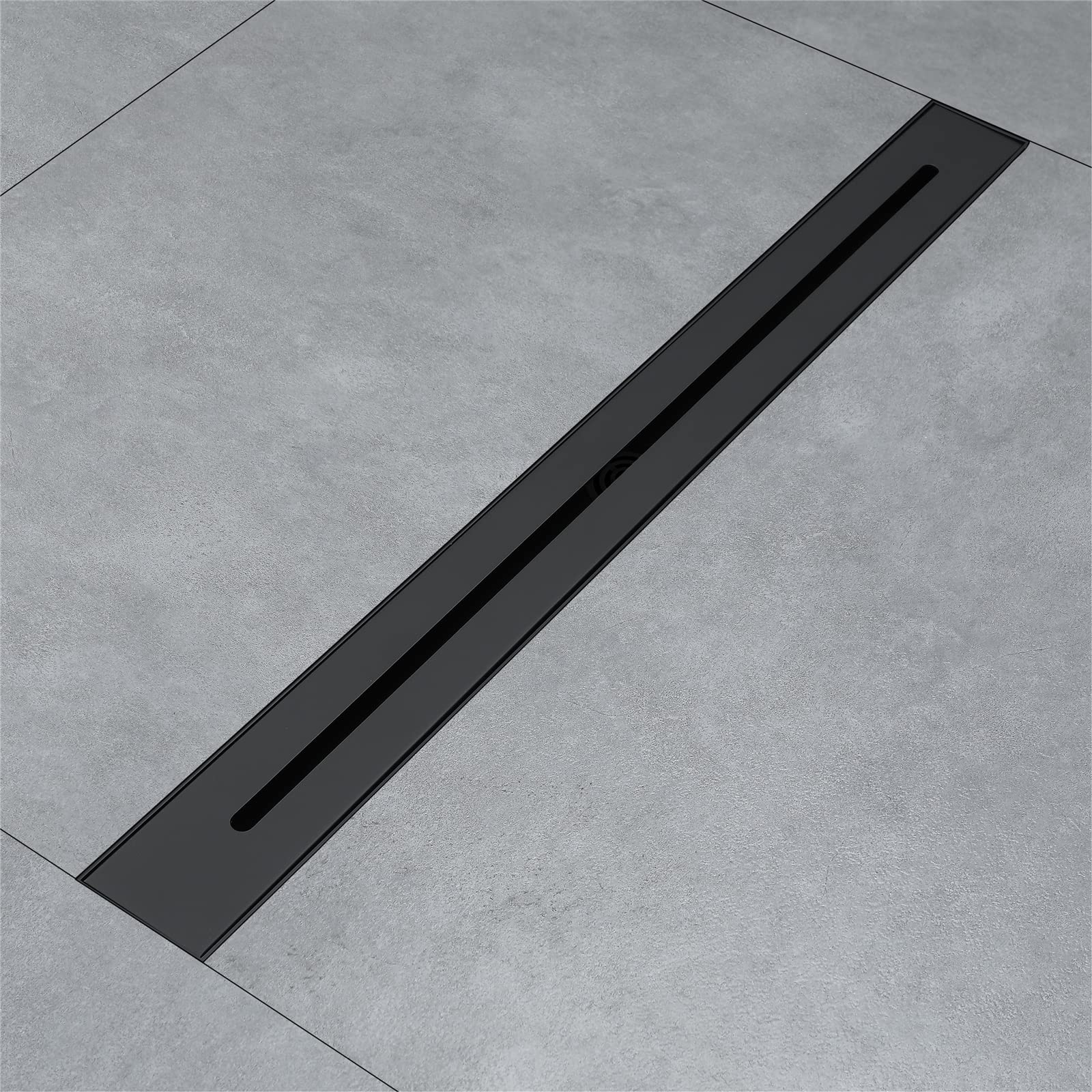 WEIYUJJ 600x55mm Stainless Steel Linear Shower Drain with Removable Grate & Hair Strainer - High Flow Rectangular Floor Drain in Black - Perfect for Modern Bathroom, Walk-in Showers, and Wet Room Designs