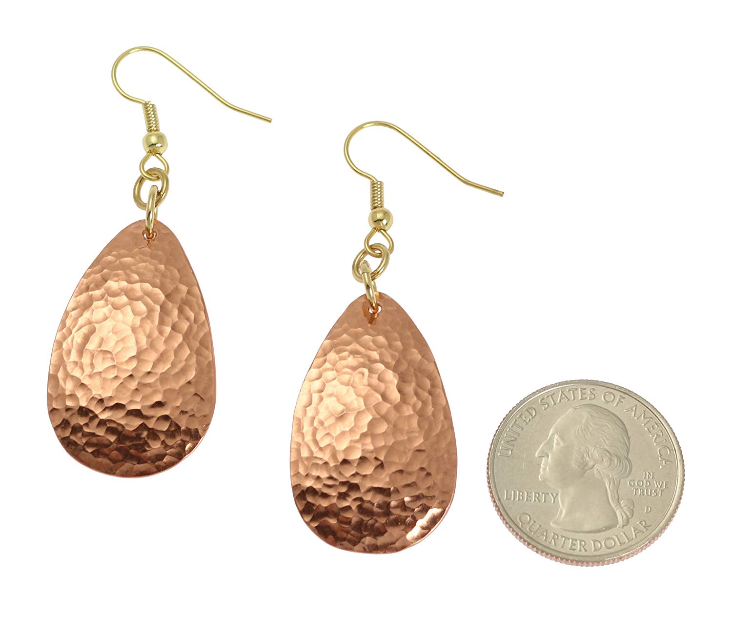Hammered Copper Medium Tear Drop Earrings - Handmade Boho Dangle Earrings for Women - Perfect for Weddings, Parties & Everyday Wear