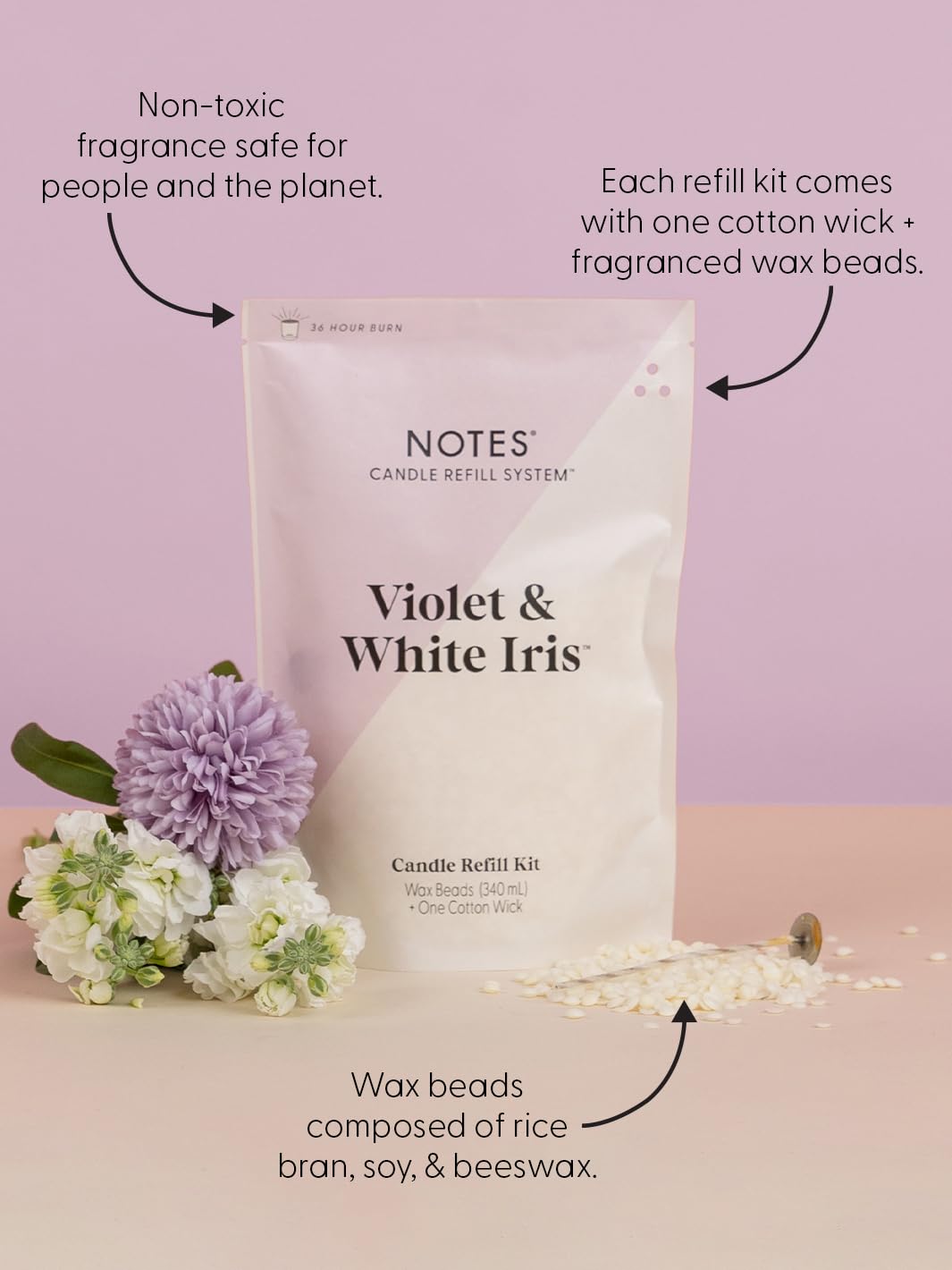 Sustainable Candle Starter Kit - Watery Floral Duo | Refillable & Reusable Candles with 100% Natural Wax | Bamboo Water Lily + Violet White Iris Scented Candles | Perfect for Home Relaxation, Spa Days & Romantic Ambiance