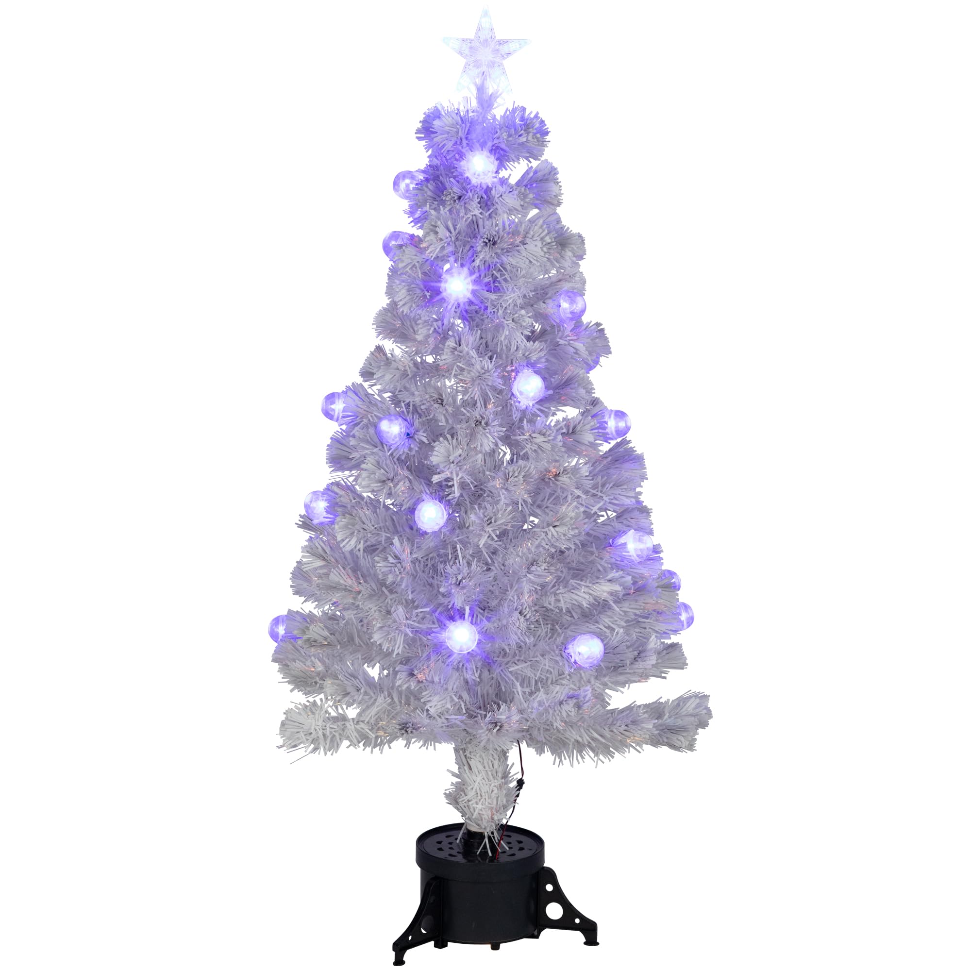4ft Pre-Lit Iridescent Fiber Optic Artificial Christmas Tree with Lights - White Holiday Decor for Home, Office & Party Decorations