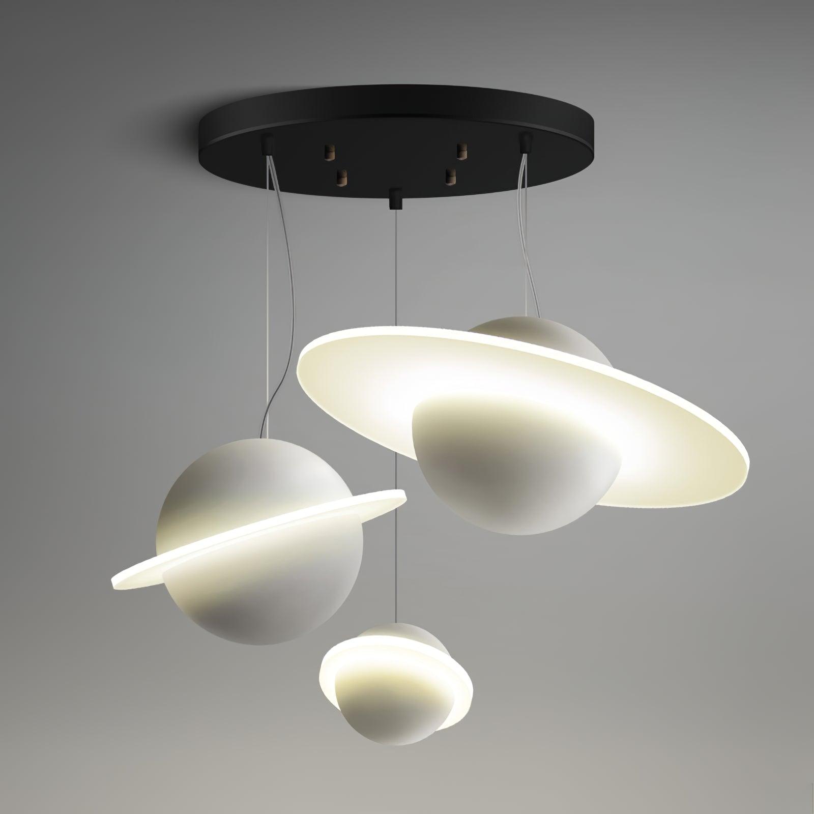 Jupiter Ring Pendant Light - Modern LED Ceiling Fixture for Kitchen Island, Dining Room & Bedroom Lighting | Dimmable Hanging Chandelier with Adjustable Height
