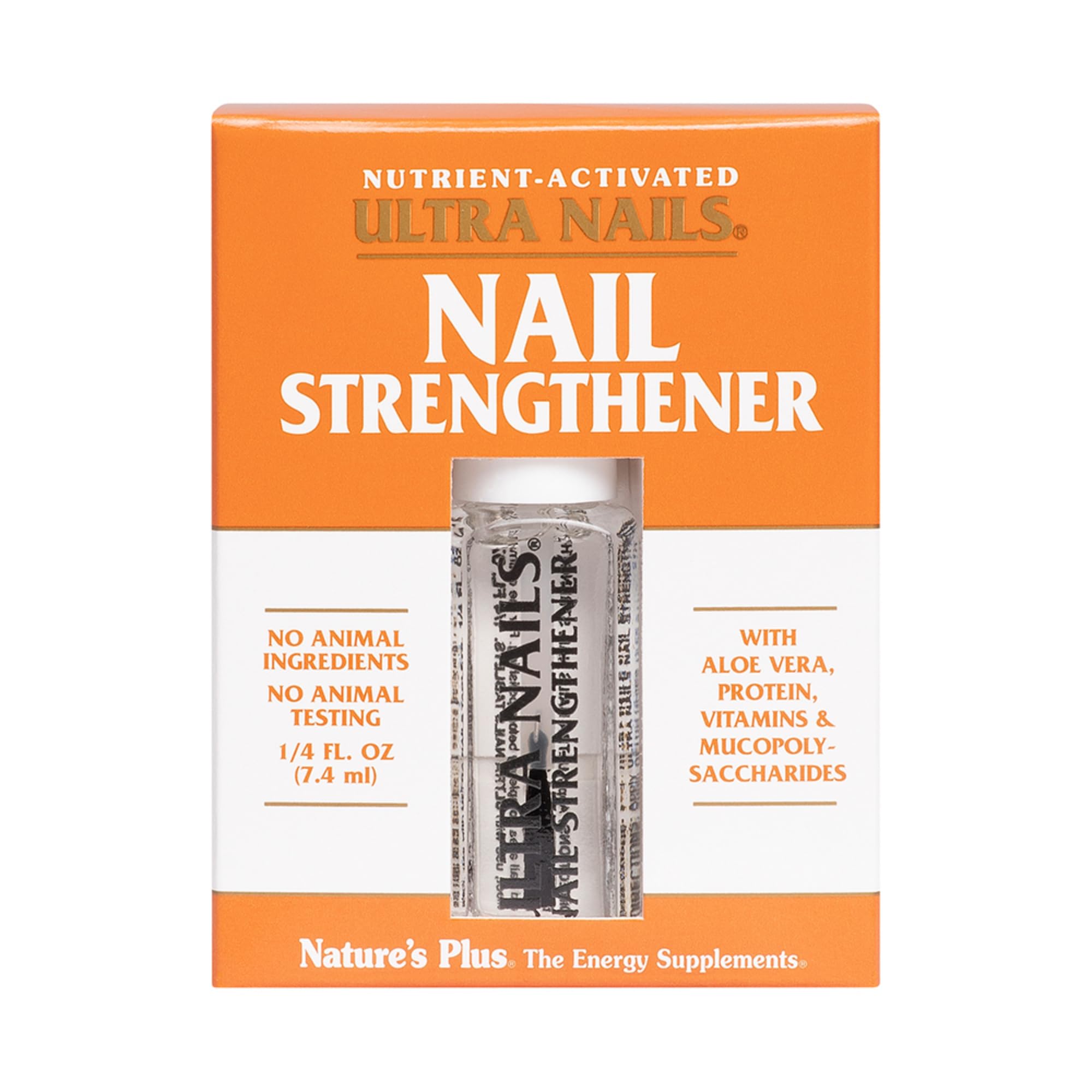 NaturesPlus Ultra Nails Nutrient-Activated Strengthener - 0.25 fl oz | Natural Nail & Cuticle Strengthener with Aloe, Calendula, Vitamins & Protein | Formaldehyde-Free, Vegan Formula | Perfect for Brittle Nails & Healthy Nail Care Routine