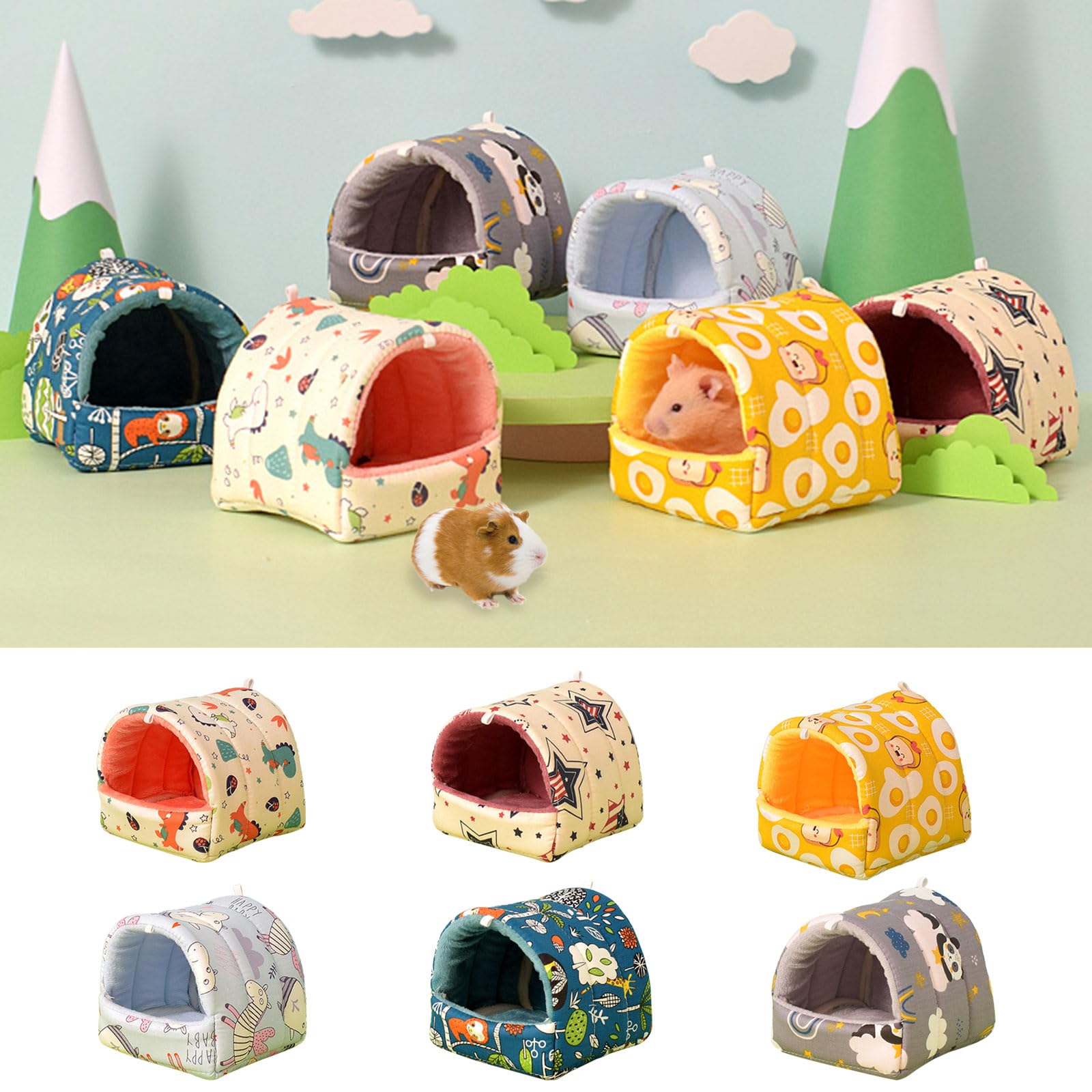 Cozy Hamster Hammock Bed - Soft Hanging Small Animal House for Hamsters, Chinchillas & Squirrels - Cute Printed Habitat Decor for Cage Accessories - Perfect for Playtime & Nap Time