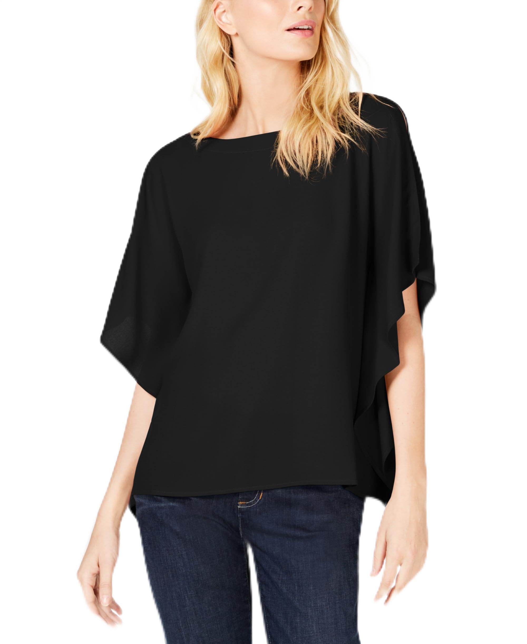 Eileen Fisher Black Silk Boat Neck Top for Women - Elegant & Comfortable Blouse for Work, Office, and Special Occasions