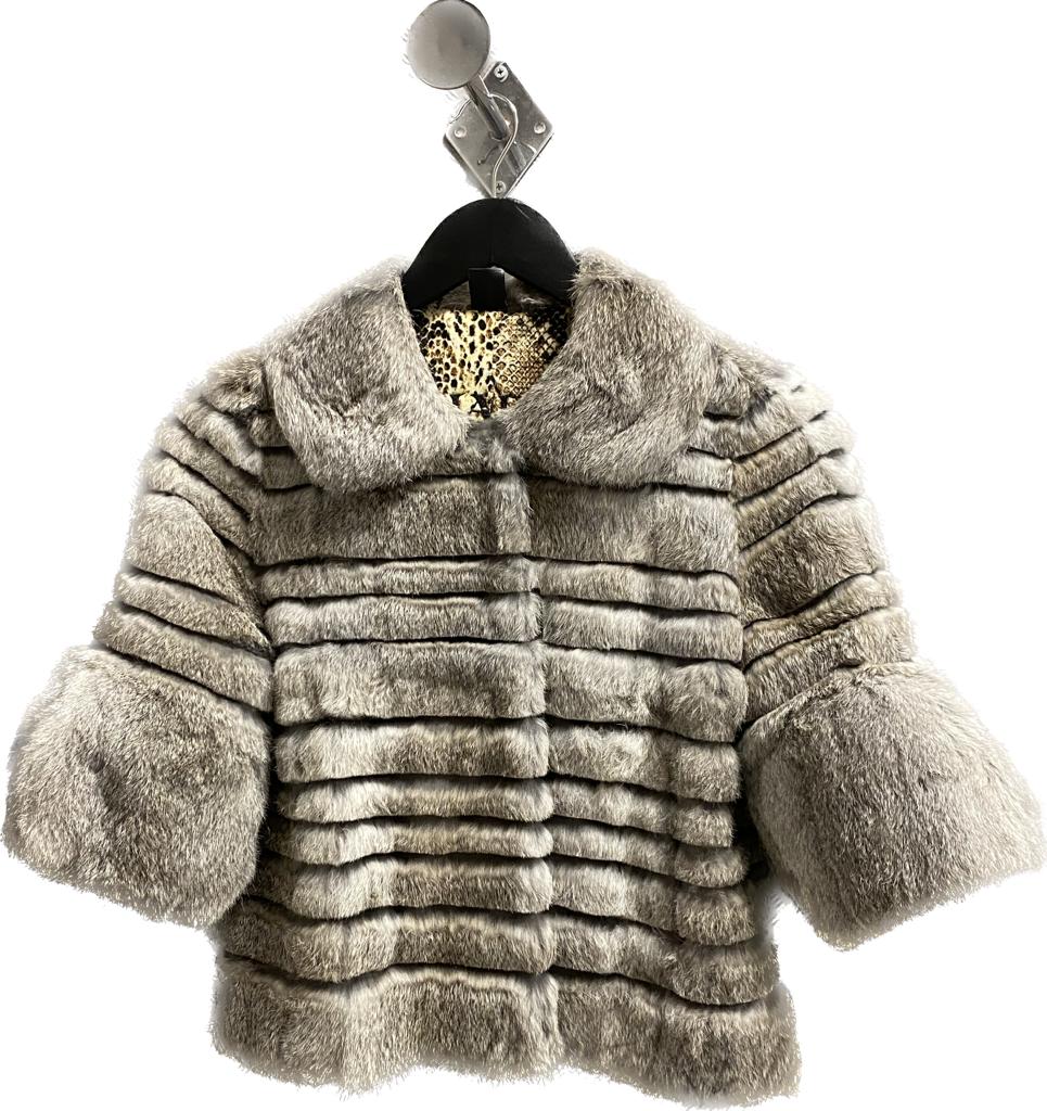 Baez Gray Rabbit Fur Jacket for Women - Cozy Winter Outerwear for Cold Weather, Outdoor Activities & Fashion Style