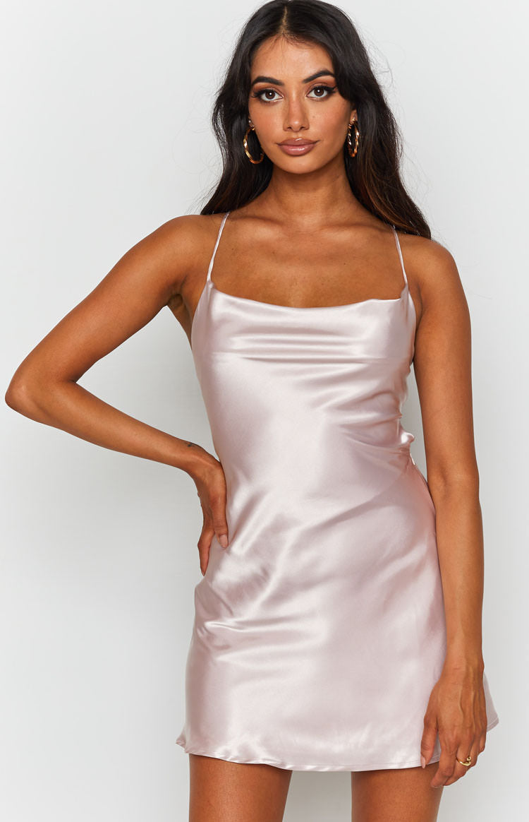 Elegant Blush Party Dress for Women - Perfect for Evening Events, Weddings & Special Occasions
