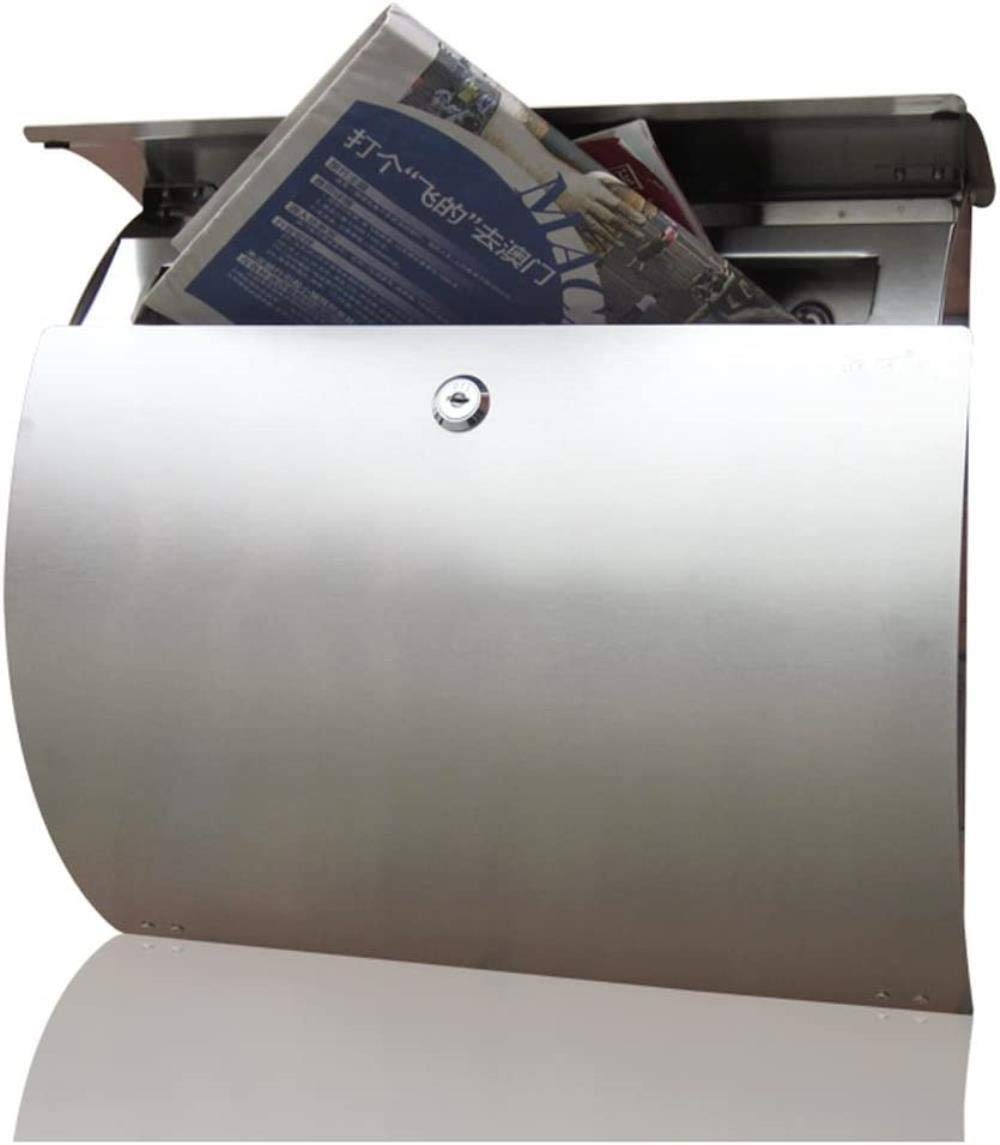 Stainless Steel Outdoor Mailbox - Wall Mounted Villa Letter Box 14.8