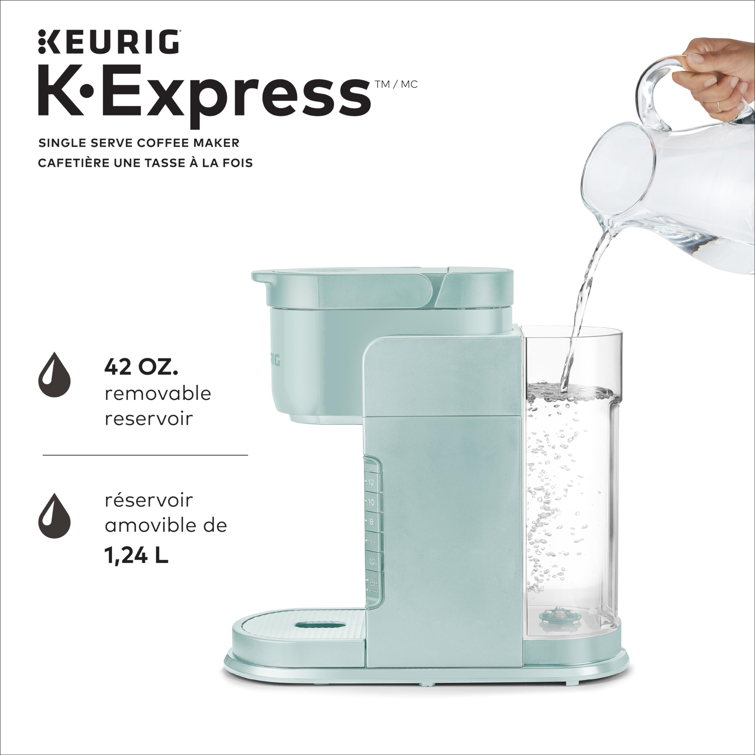 Keurig K-Express Single Serve K-Cup Pod Coffee Maker - Compact Mint Green Coffee Machine with Removable Water Reservoir & Strong Brew Option - Perfect for Home, Office, Dorm or RV Use