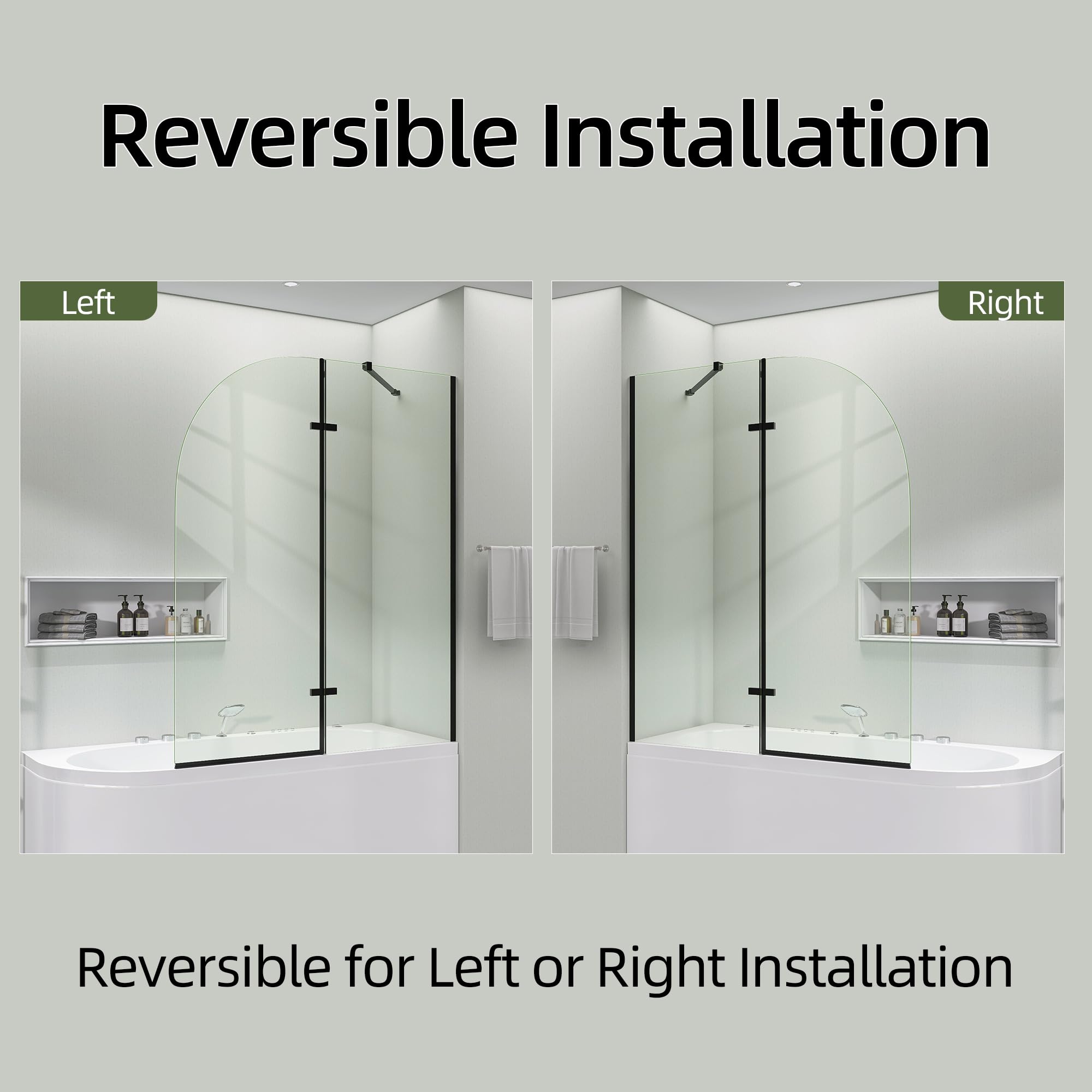 Frameless Folding Swing Shower Door for Bathtub - 48