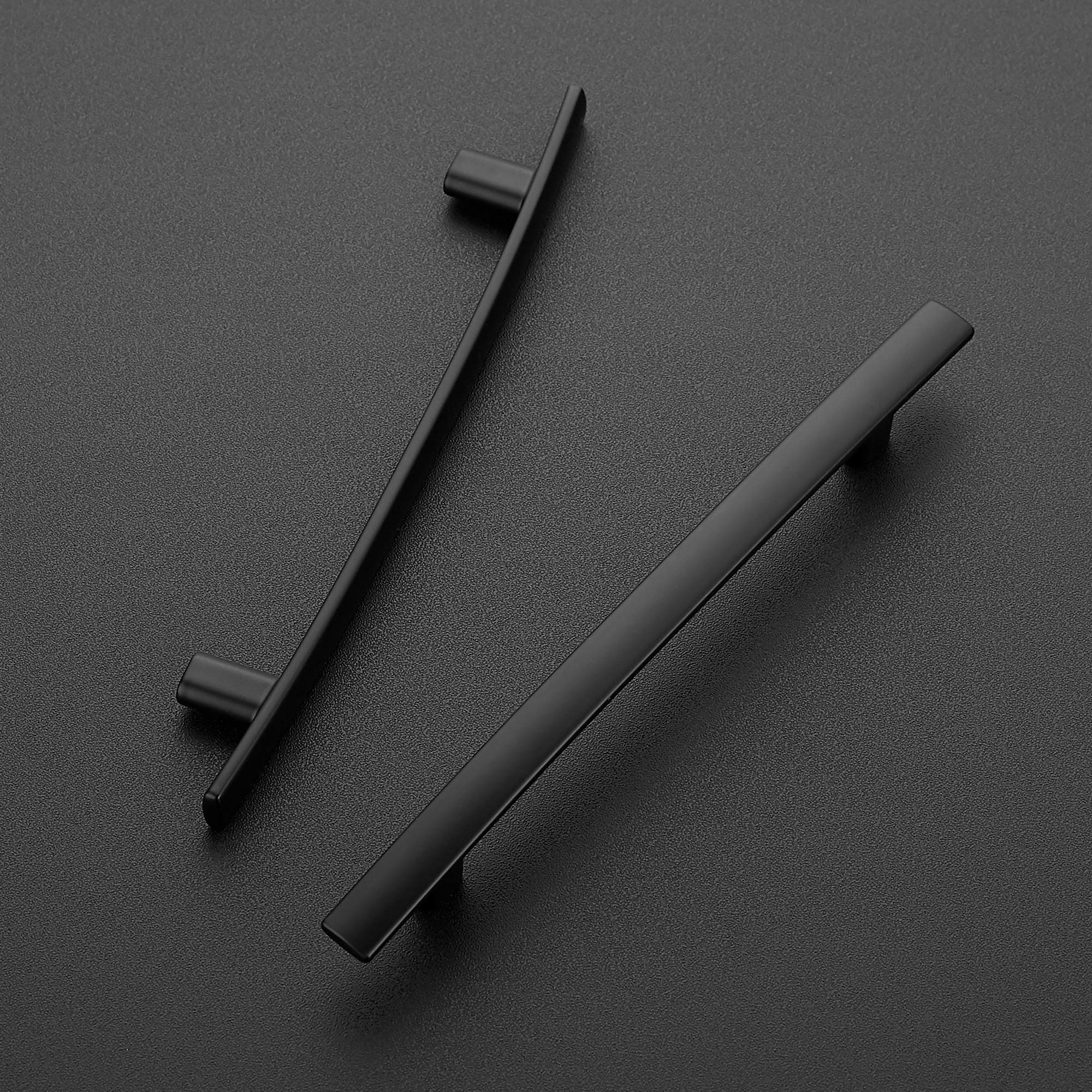 Ravinte 25 Pack 7-1/4 Inch Curved Cabinet Pulls - Matte Black Kitchen Drawer Handles - 7.25