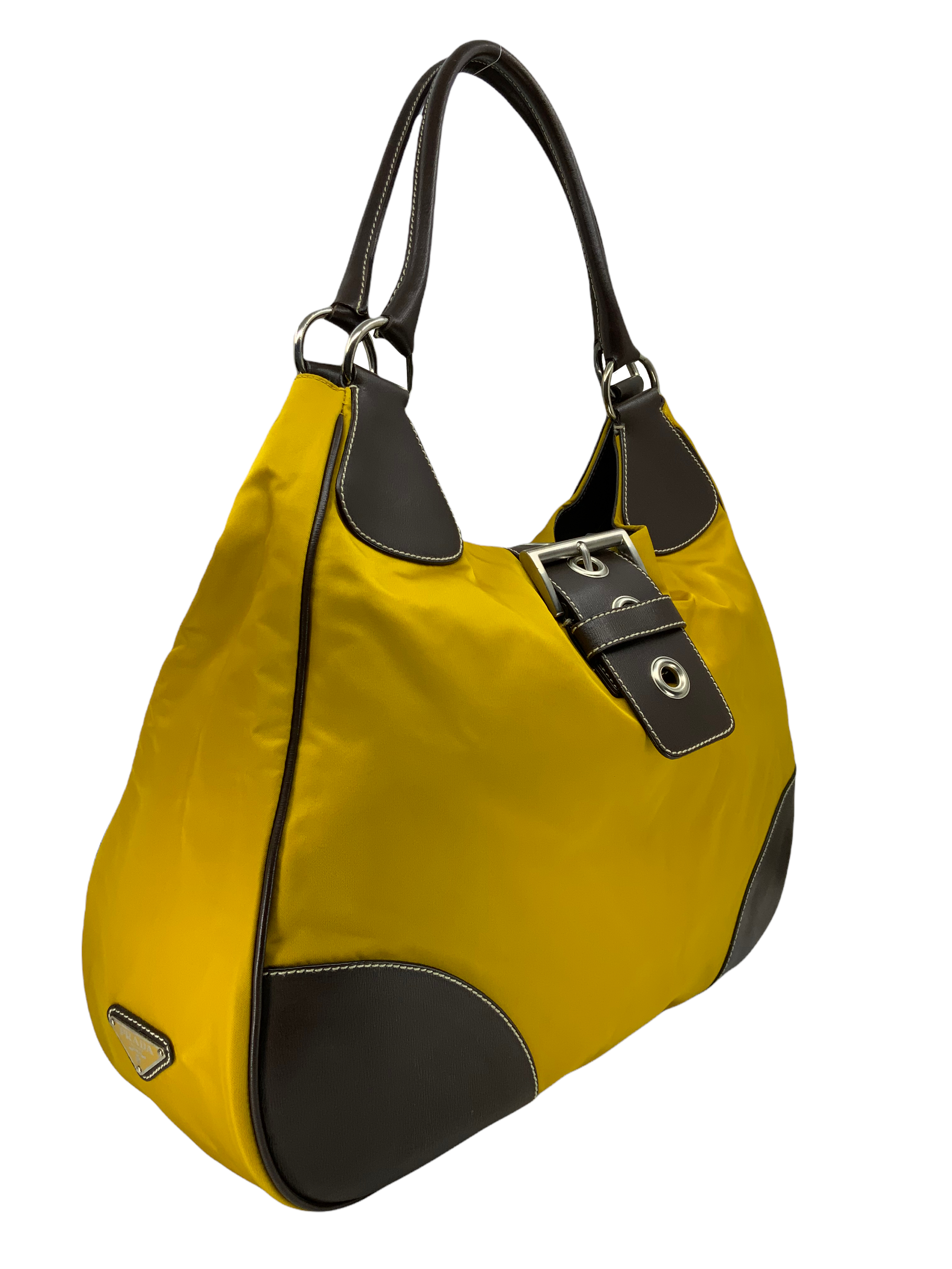 Prada Tessuto Moon Large Buckle Bag - Luxury Nylon Shoulder Bag for Women | Perfect for Work, Travel & Evening Events