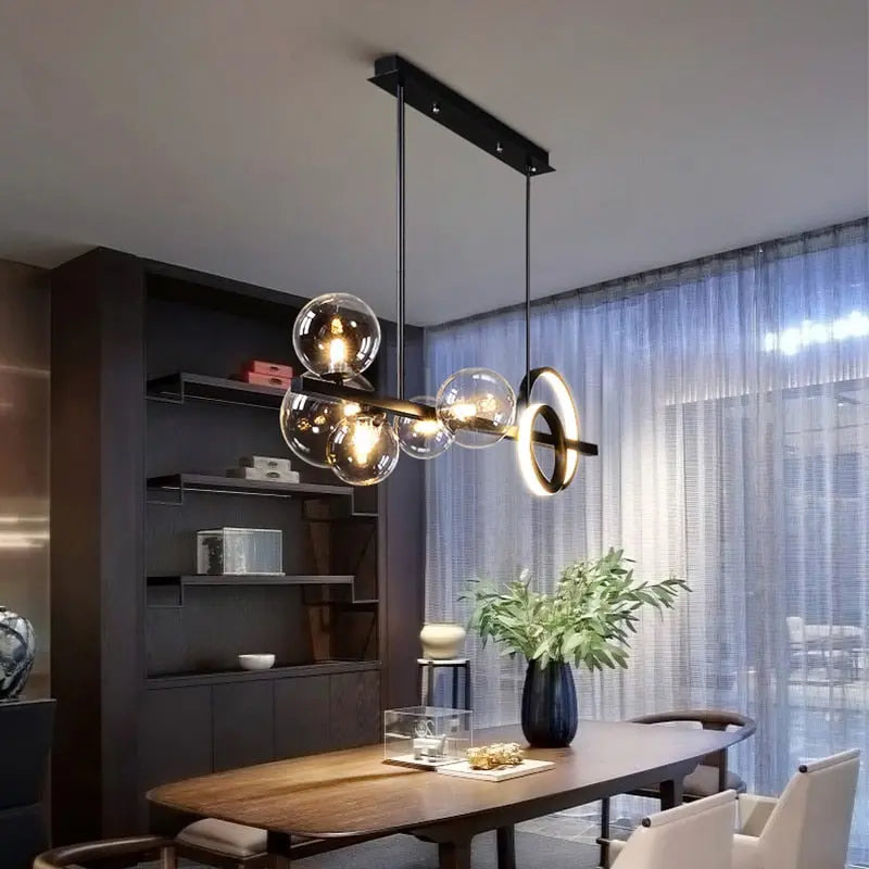 Zelda Modern Linear Bubble Chandelier - Elegant LED Lighting Fixture for Dining Room, Living Room, Bedroom | Dimmable Crystal Pendant Light for Home Decor