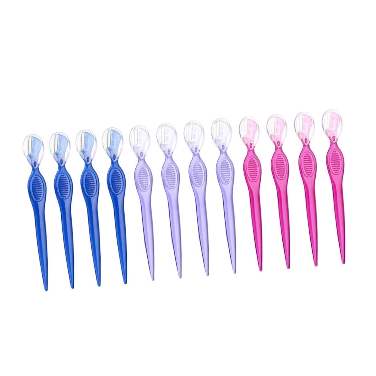 Professional Eyebrow Trimmer Set - 12pcs Stainless Steel Eyebrow Razors for Women & Girls, Precision Grooming & Shaping Tools with Comfortable Grip - Perfect for Home, Travel & Salon Use