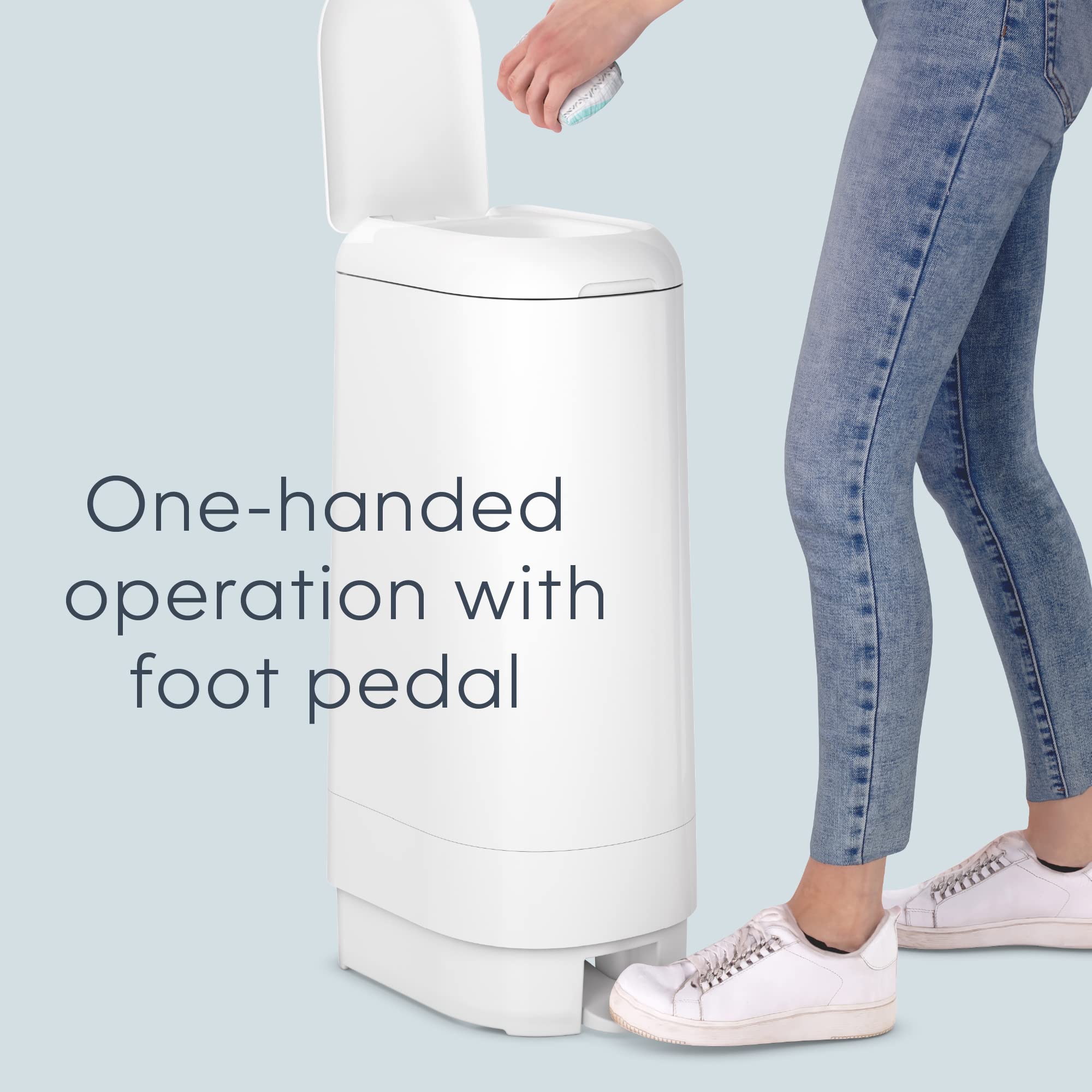 Diaper Genie Signature Diaper Pail with 1 Easy Roll Refill (18 Bags) | Holds 846 Newborn Diapers | Odor Control for Nursery, Baby Room & Daycare | Convenient Diaper Disposal Solution for Parents