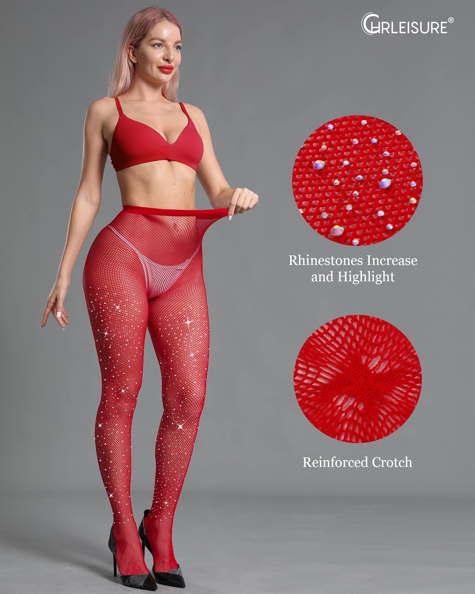 Sparkly Rhinestone Fishnet Stockings for Women - Sexy Glitter Party Tights for Concerts, Halloween & Cosplay | CHRLEISURE