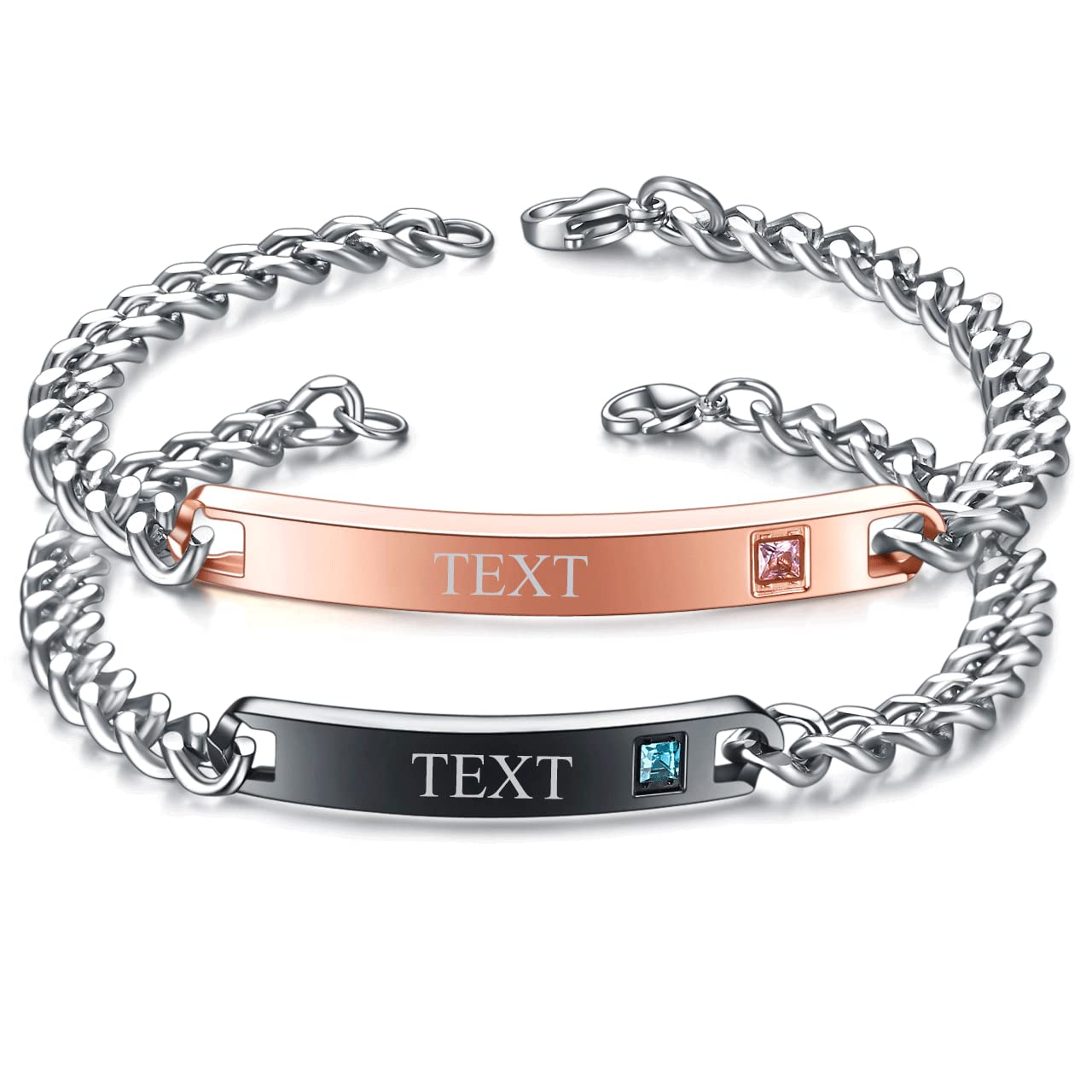 MYNENEY His & Queen Couple Bracelets Set - Stainless Steel Matching Love Jewelry for Women & Men - Perfect for Anniversaries, Valentine's Day & Romantic Gifts