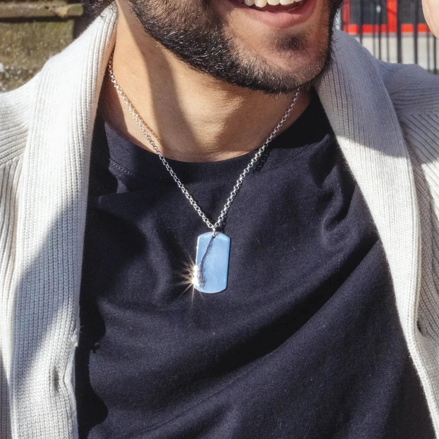 Men's XL Silver Dog Tag Necklace with Custom Engraving - Perfect for Military, Gifts & Everyday Wear