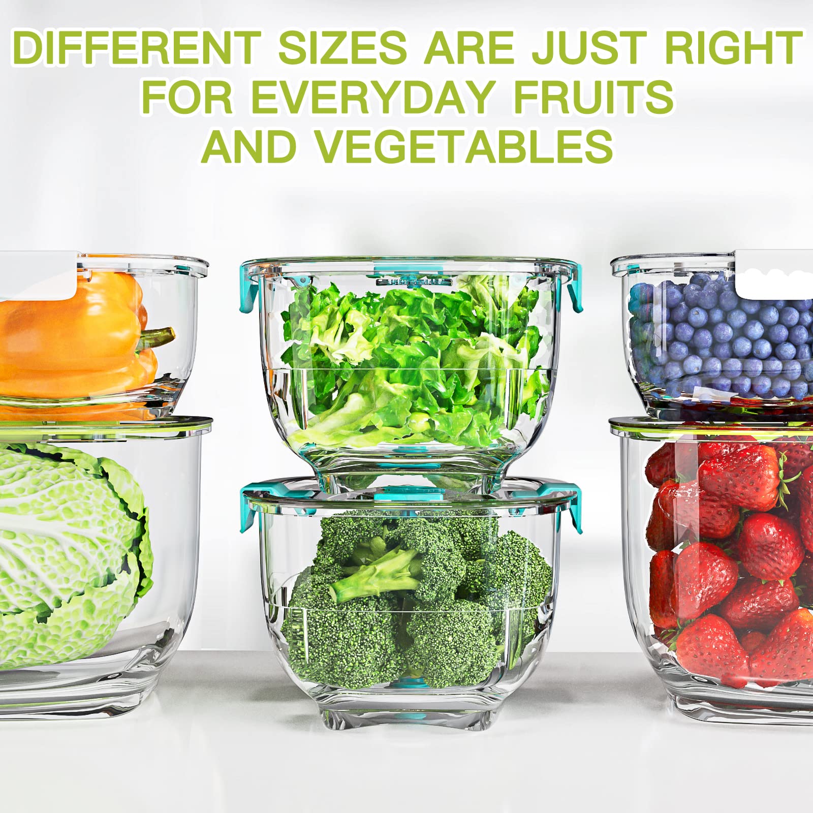 LUXEAR 3-Piece BPA-Free Fresh Produce Storage Containers Set - Fridge Organizer for Fruits, Vegetables, and Salads | Perfect for Meal Prep, Kitchen Organization & Healthy Food Preservation
