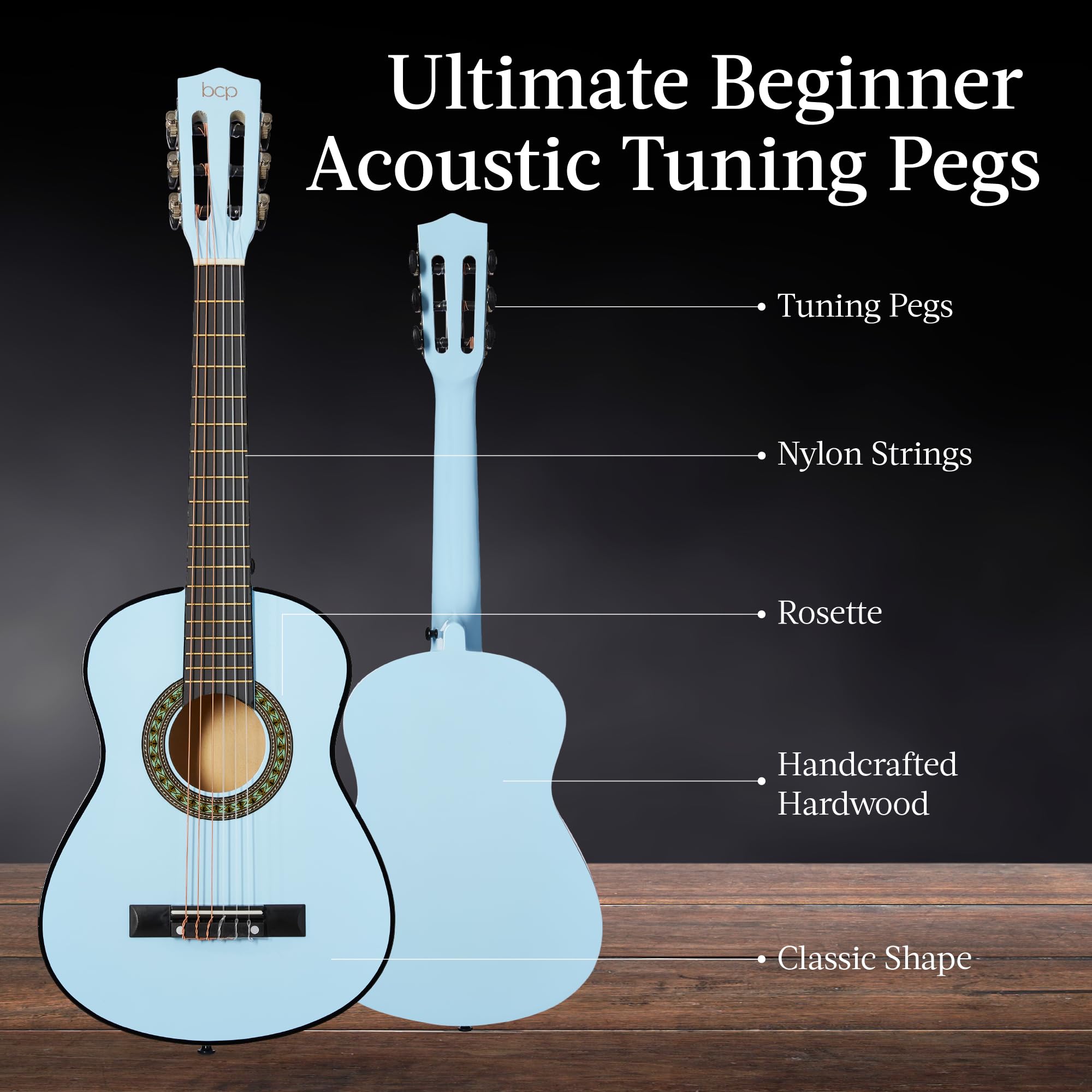 Best Choice Products 30in Kids Acoustic Guitar Beginner Starter Kit with Strap, Case, Extra Strings & Rosette Inlay - Light Blue | Perfect for Kids Music Lessons, Birthday Gifts & First-Time Players