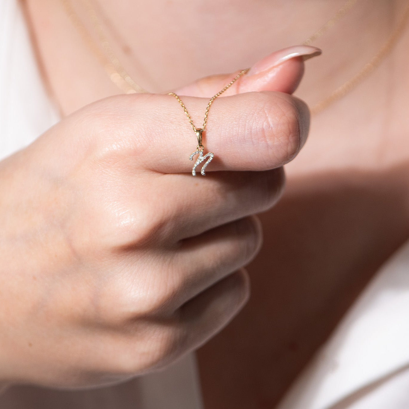 14K Solid Yellow Gold Cursive Diamond Initial Necklace - Personalized Name Letter Pendant Jewelry for Women, Gift for Her, Birthday, Anniversary, Valentine's Day