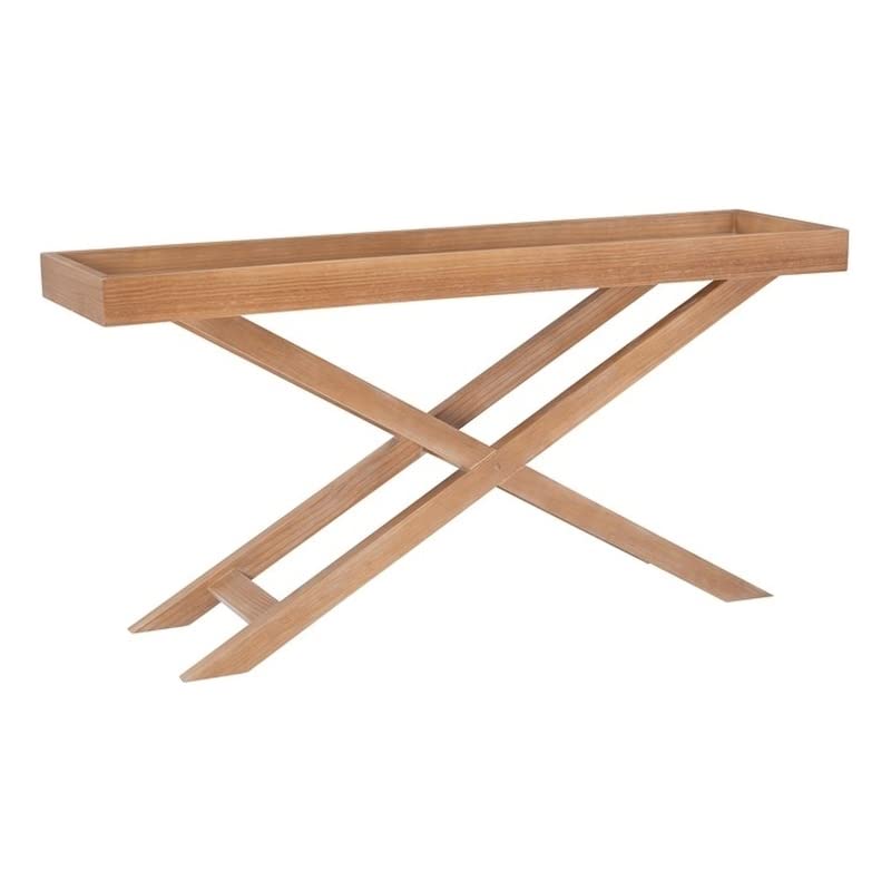 Powell Furniture Linon Betsey Wood Console Table - Natural Finish, Entryway Sofa Table, Hallway Accent Table for Living Room, Bedroom & Foyer Decor